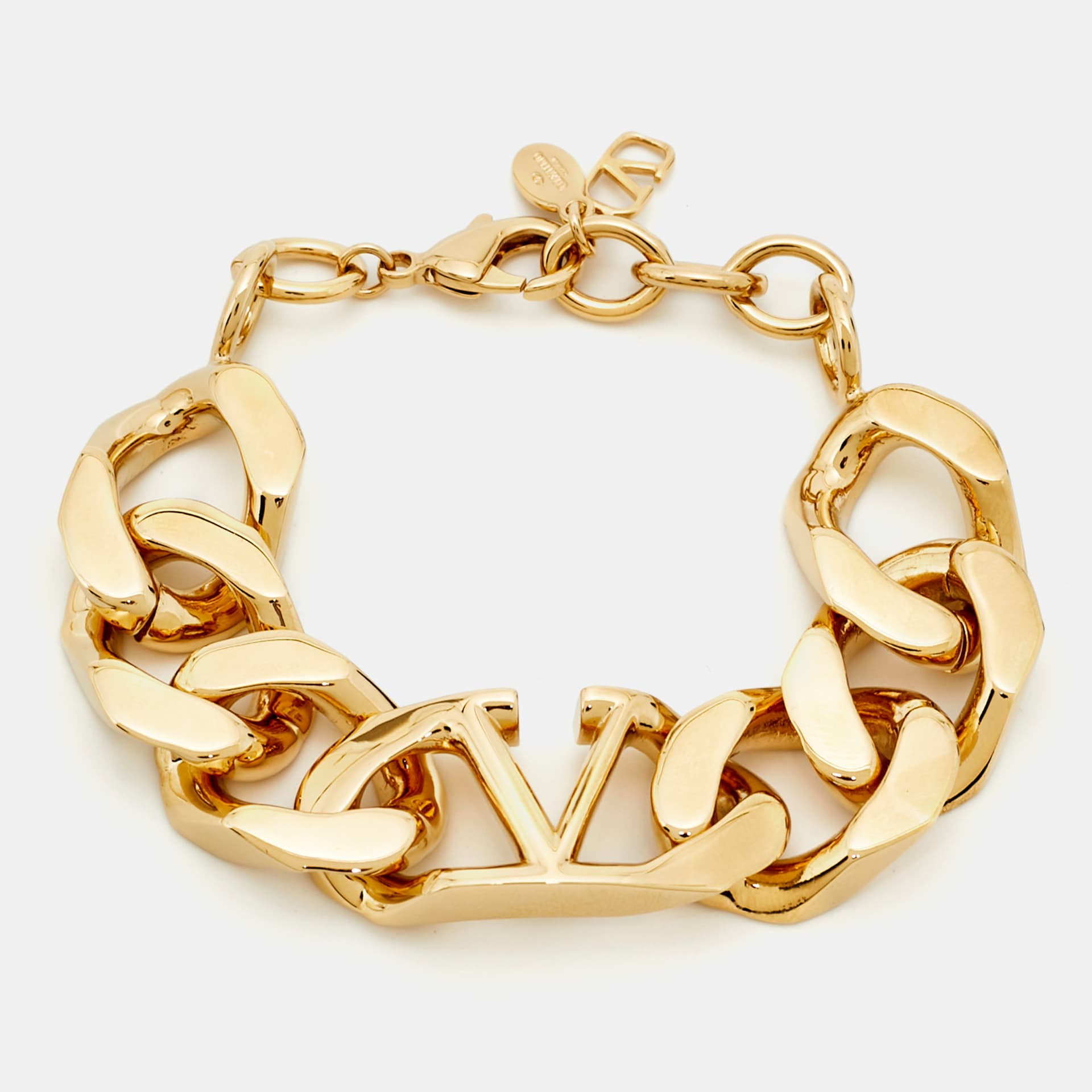 Valentino Chunky Vlogo Gold Tone Chain Link Bracelet