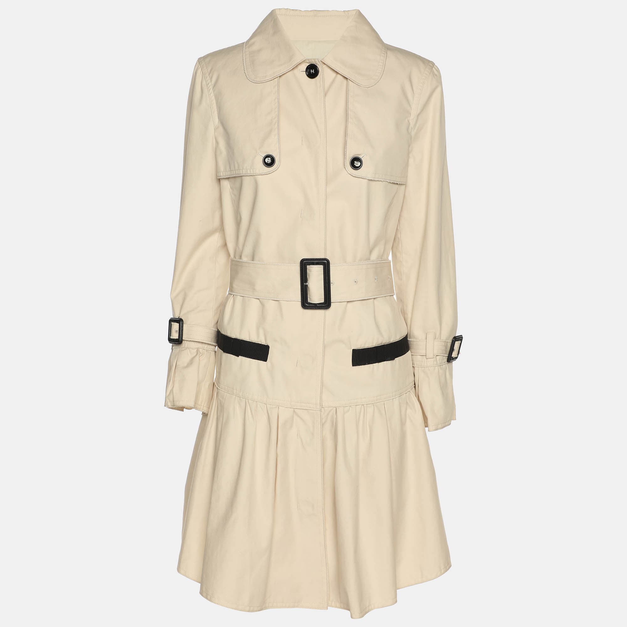 D&G Beige Gabardine Belted Trench Coat M