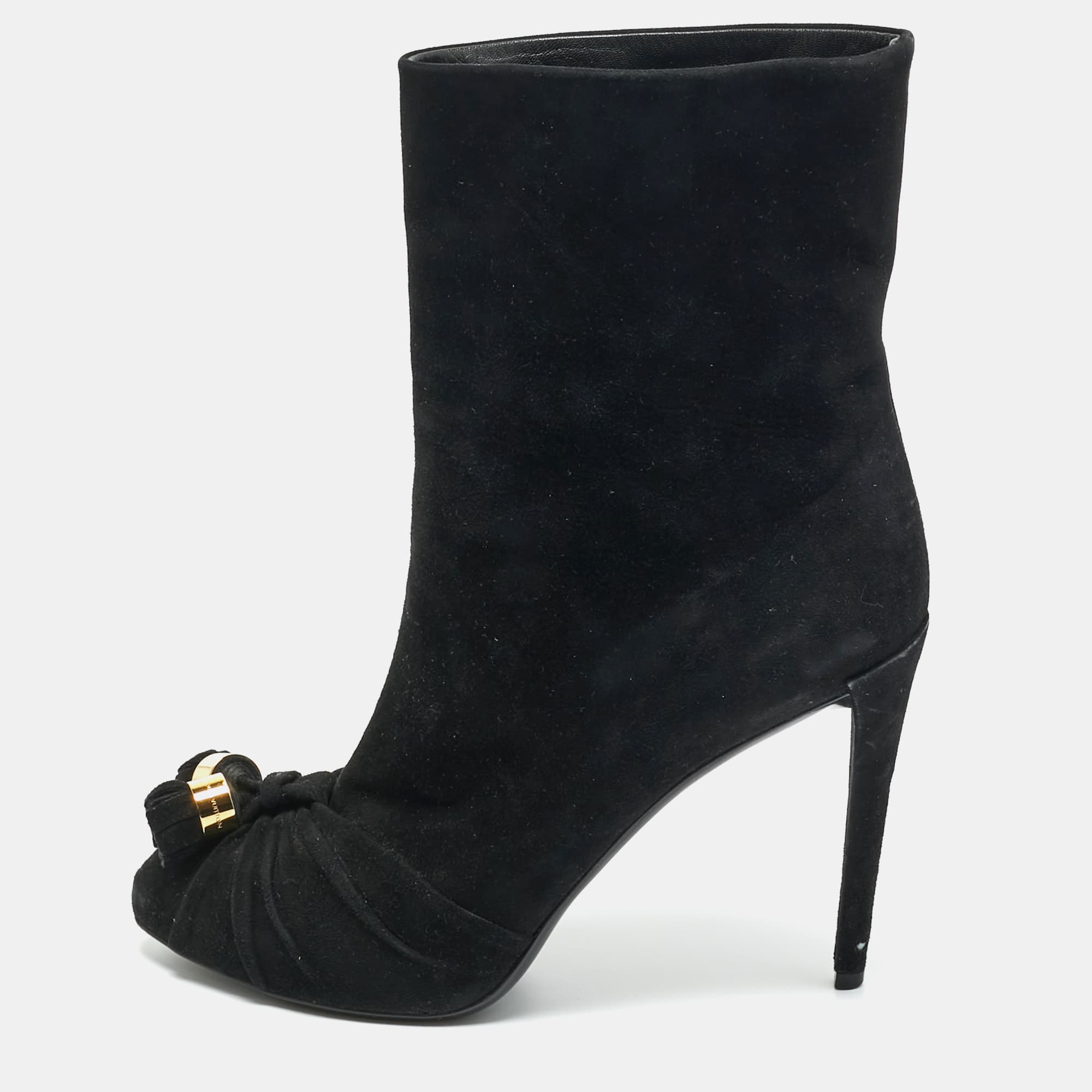 Louis Vuitton Black Suede Ankle Length Boots Size 37.5