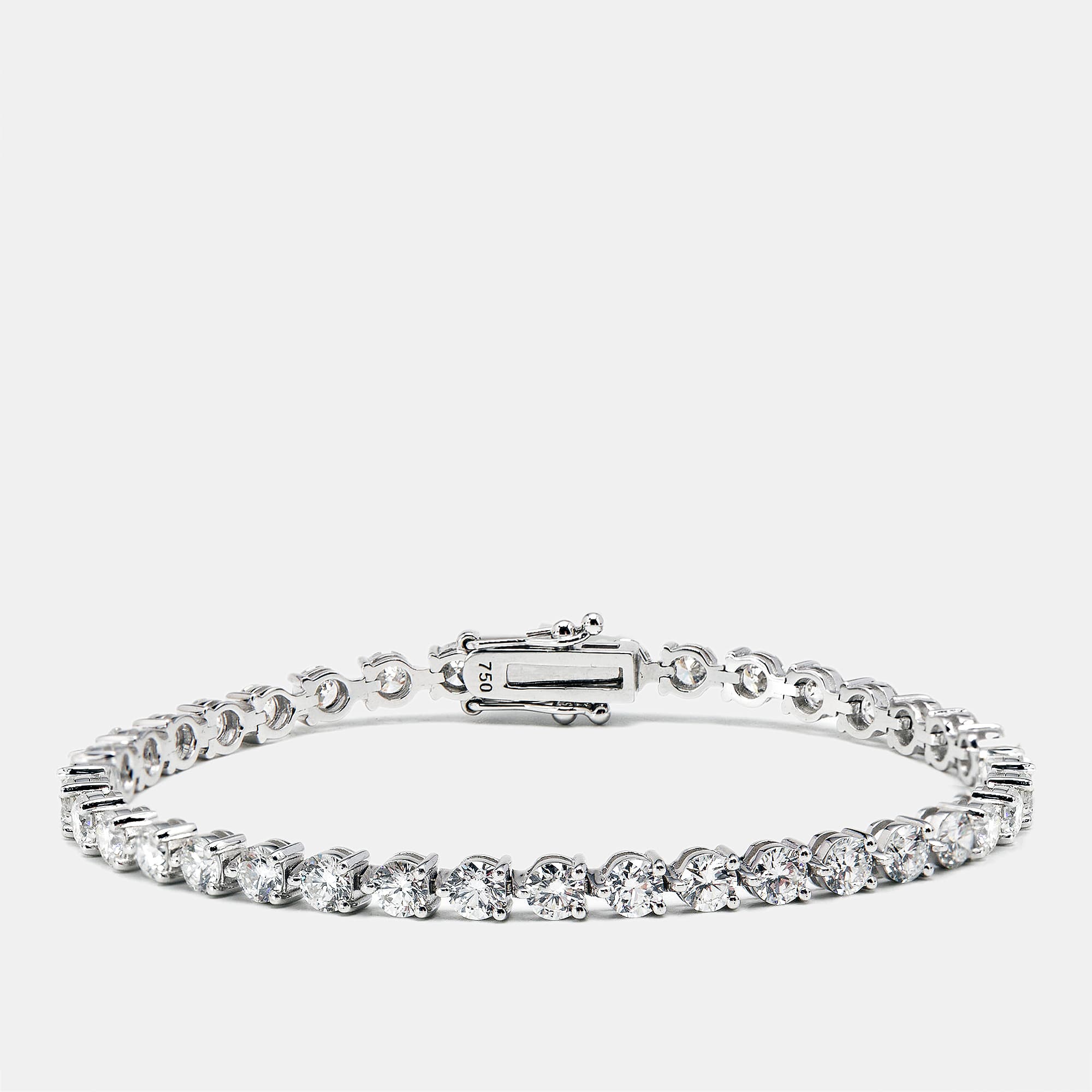 6.24 cts Round Brilliant Cut Lab Grown Diamonds 18k White Gold Tennis Bracelet