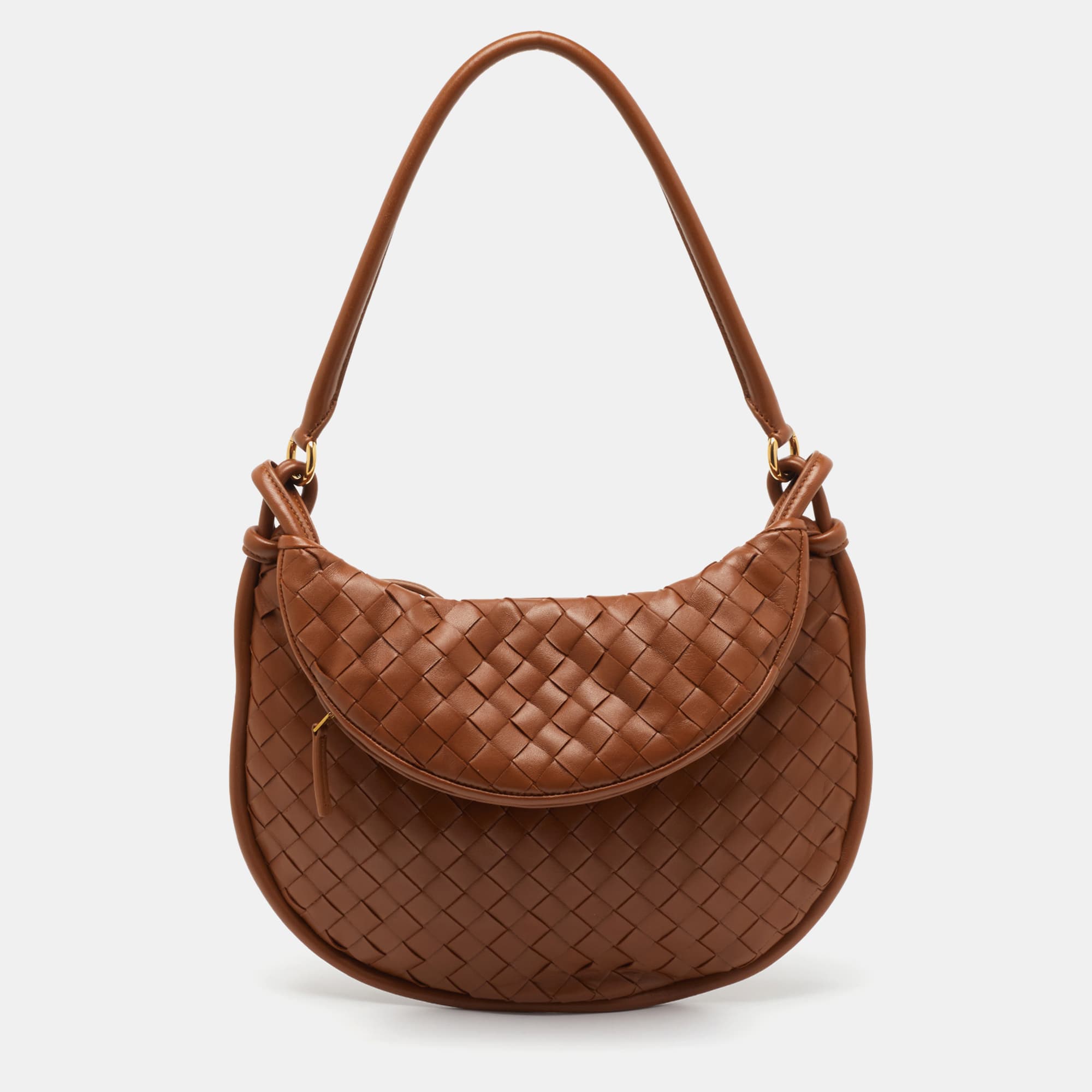 Bottega Veneta Brown Intrecciato Leather Medium Gemelli Shoulder Bag