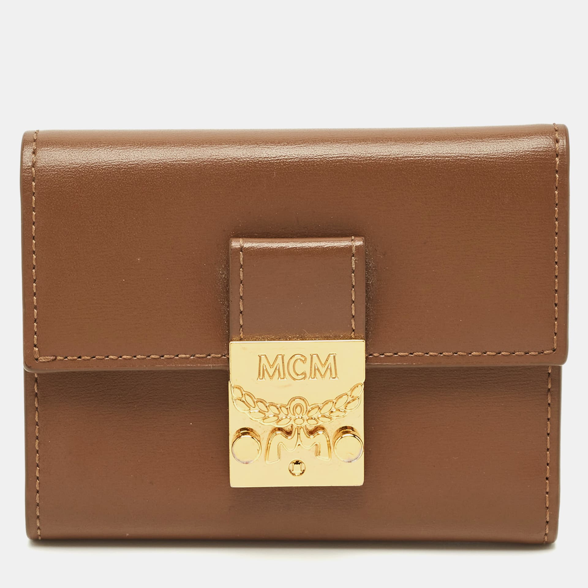 MCM Patricia Brown Leather Trifold Wallet