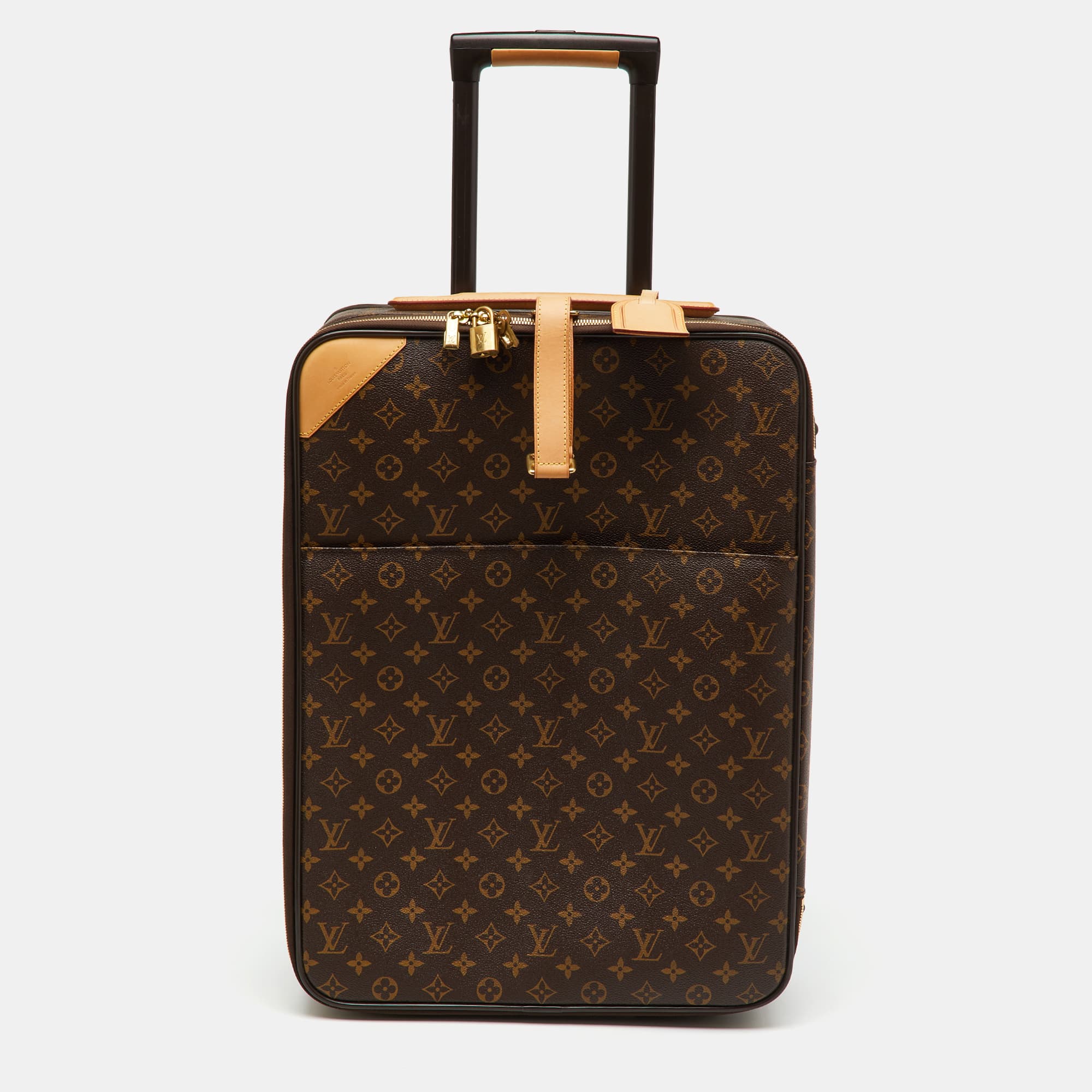 Louis Vuitton Brown Coated Canvas and Leather Suitcases