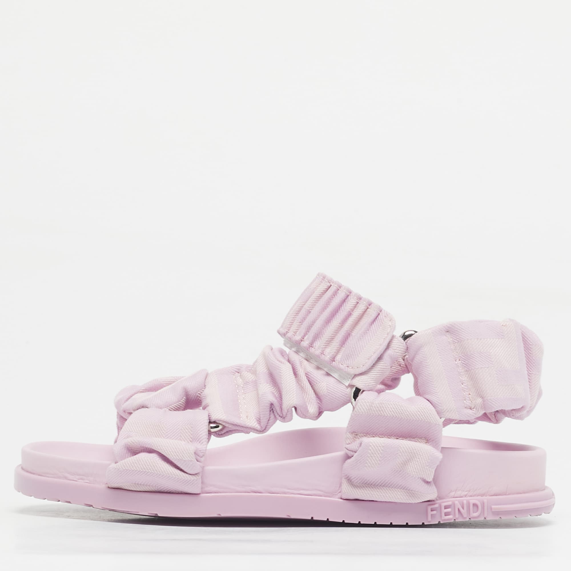 Fendi Lilac Zucca Fabric Flat Sandals Size 29