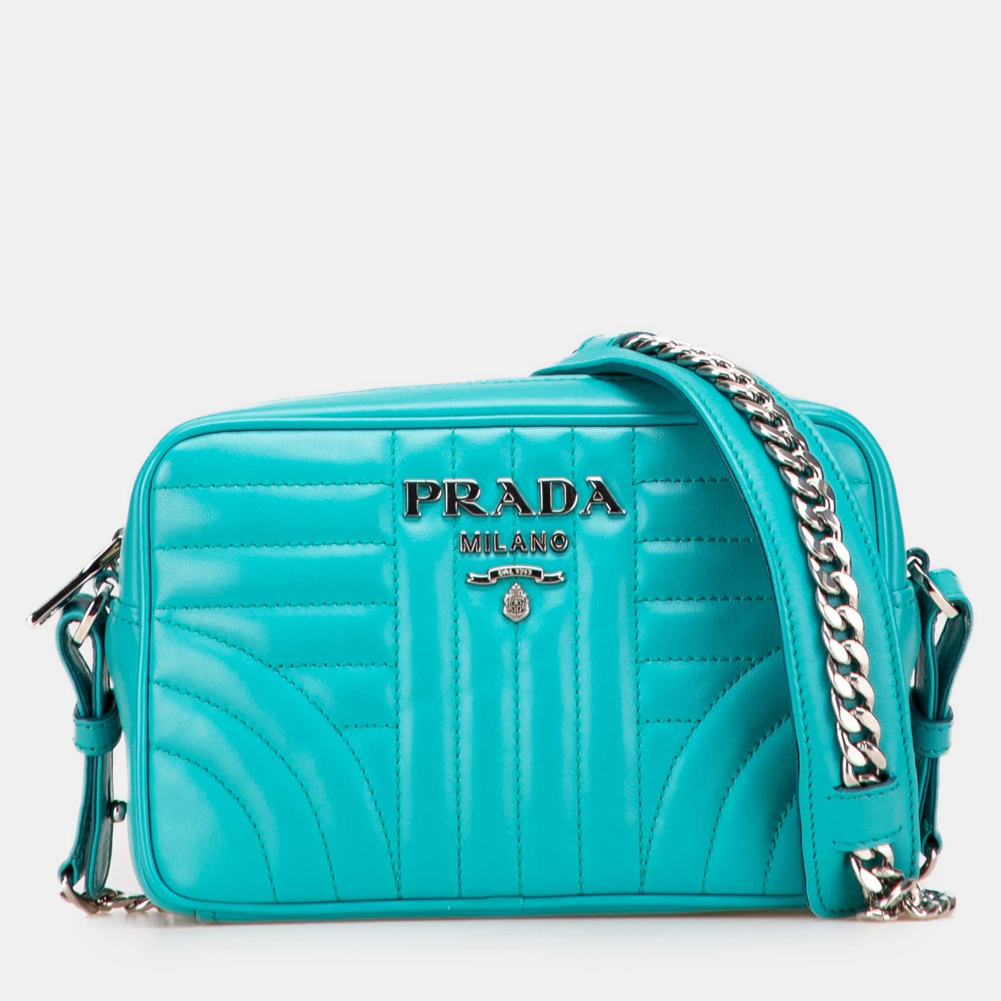 Prada Blue Soft Calf Diagramme Camera Bag