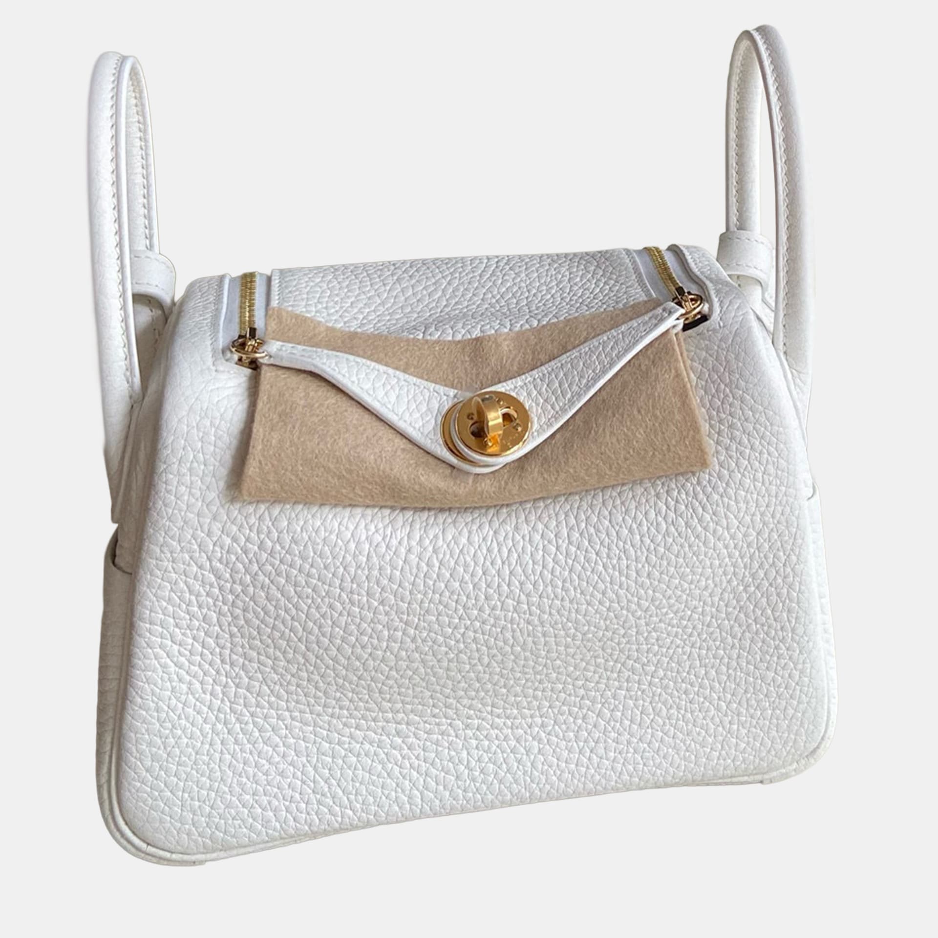 Hermes Lindy 26 White Leather Shoulder Bag