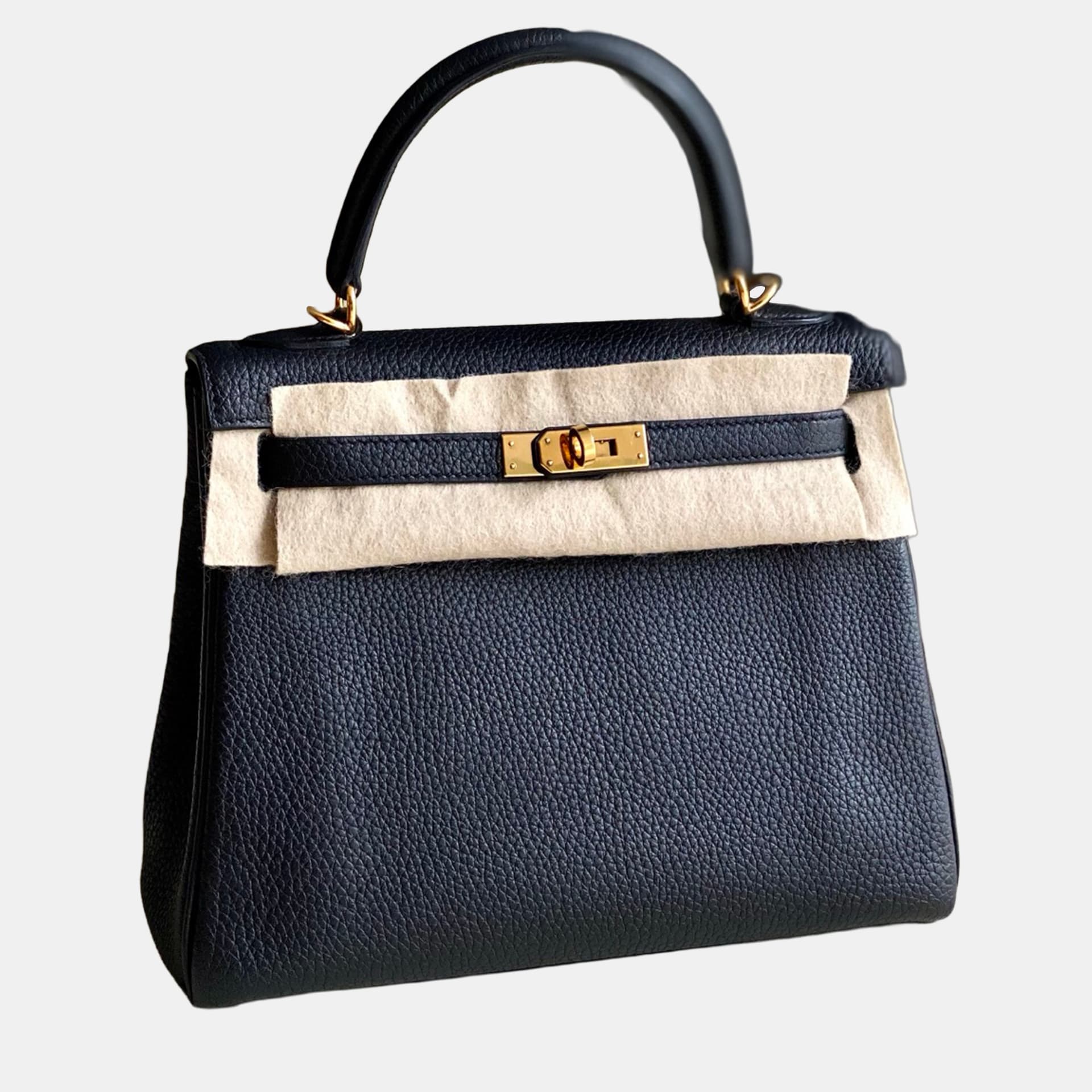 Hermes Kelly 25 Black Togo Calfskin Leather Shoulder Bag
