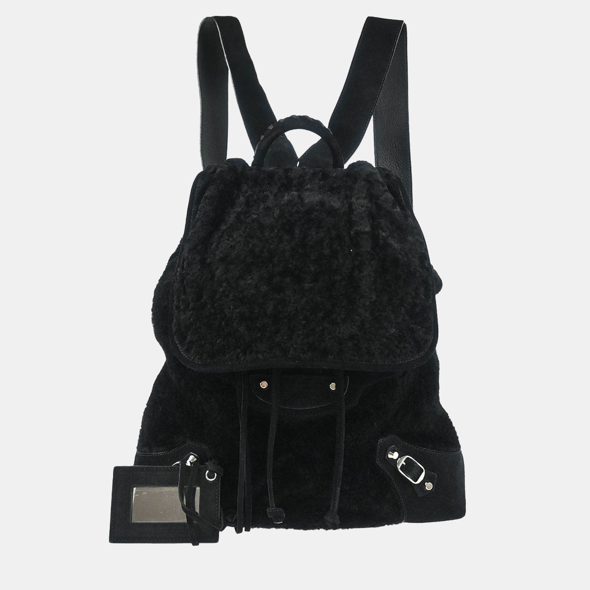 Balenciaga Black Suede Traveller Backpack