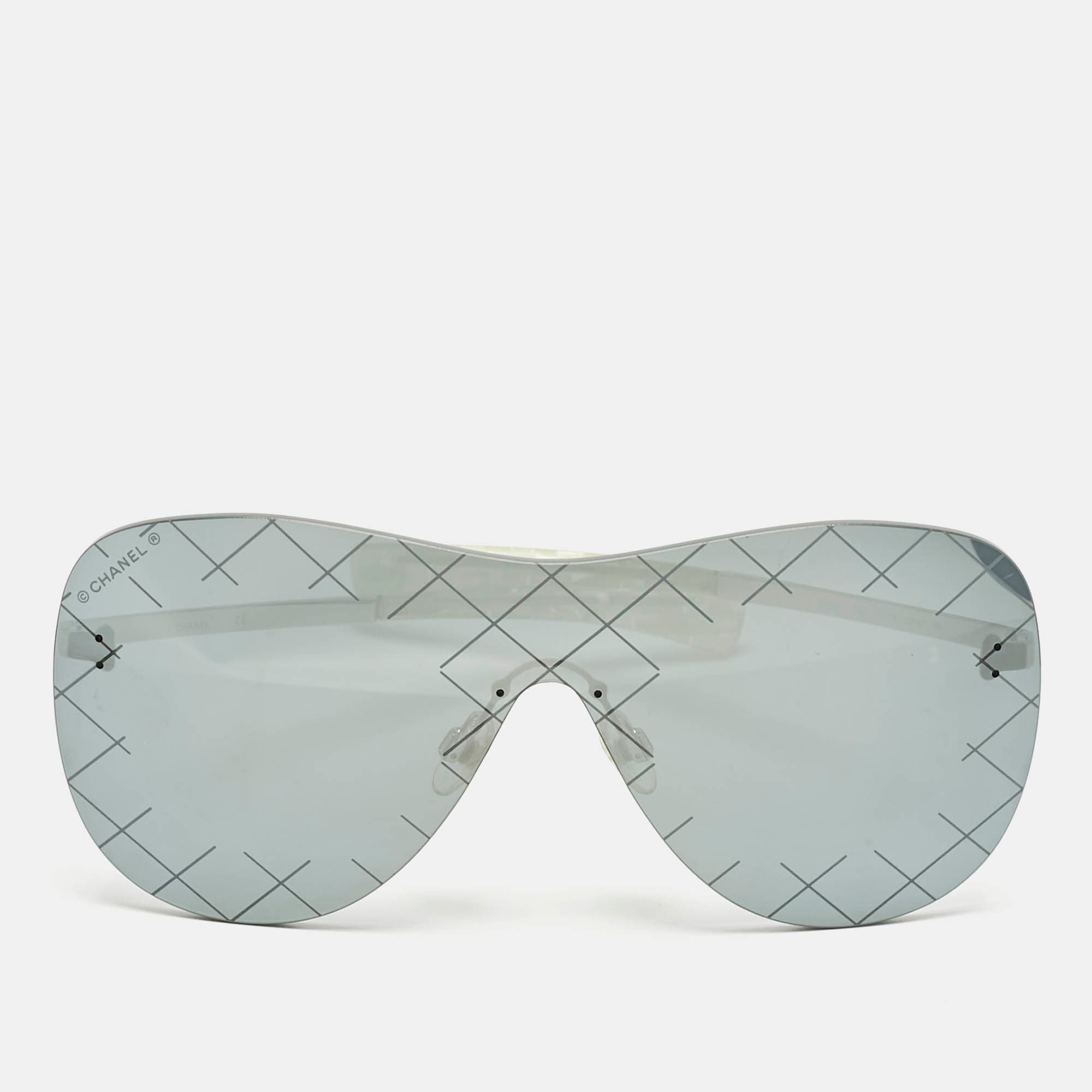 Chanel Dark Grey Mirrored 71158 Runaway Shield Sunglasses