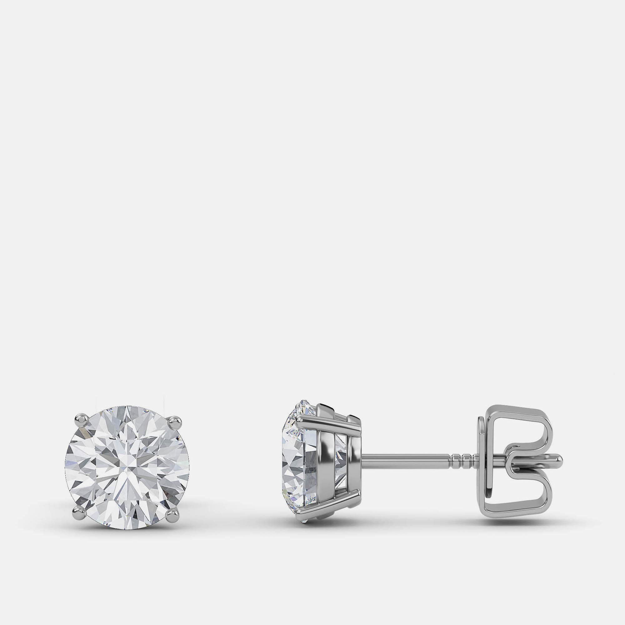 5.00 Ct Round 14K White Gold Lab Grown Diamond Solitaire 4 Prong Earrings