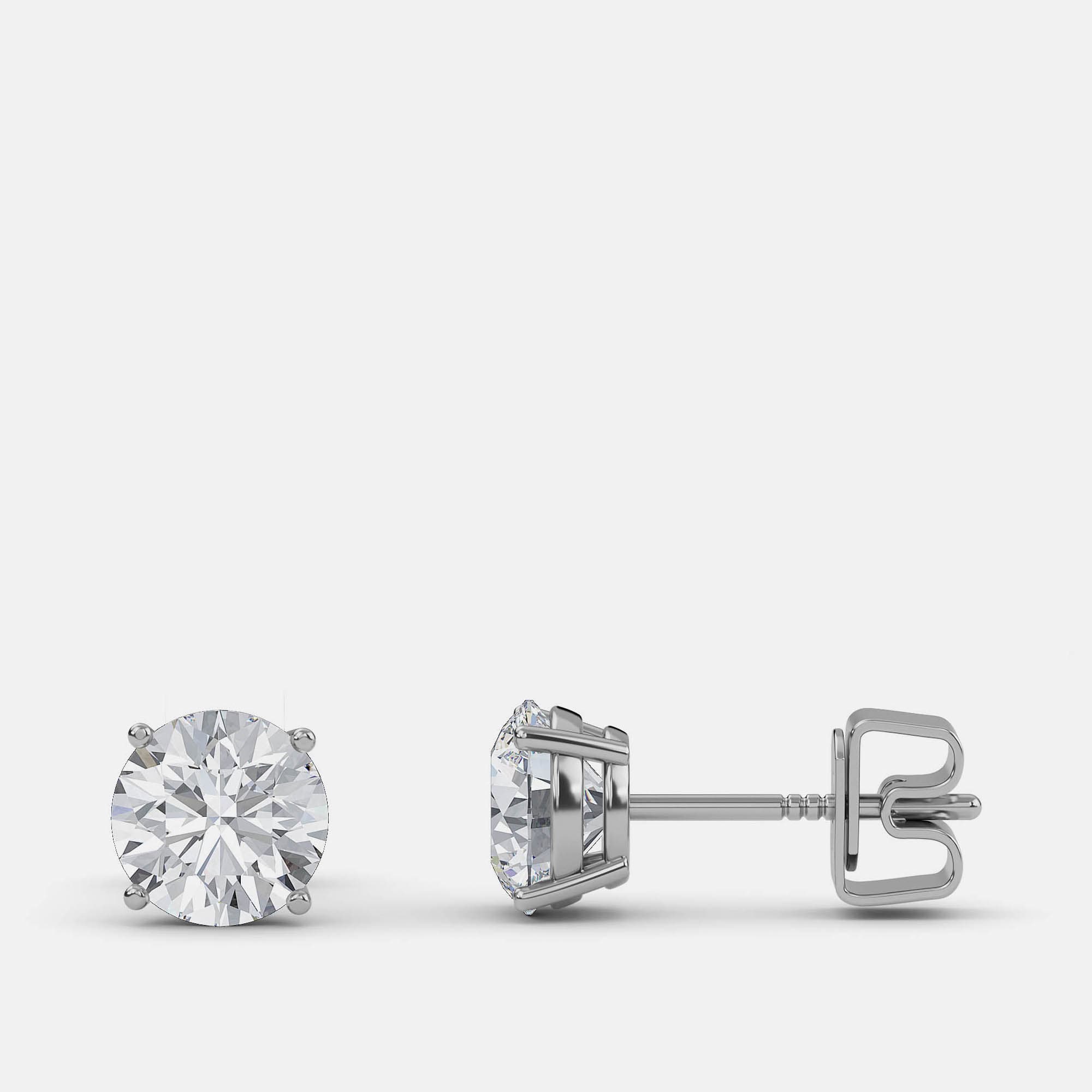 6.00 Ct Round 14K White Gold Lab Grown Diamond Solitaire 4 Prong Earrings