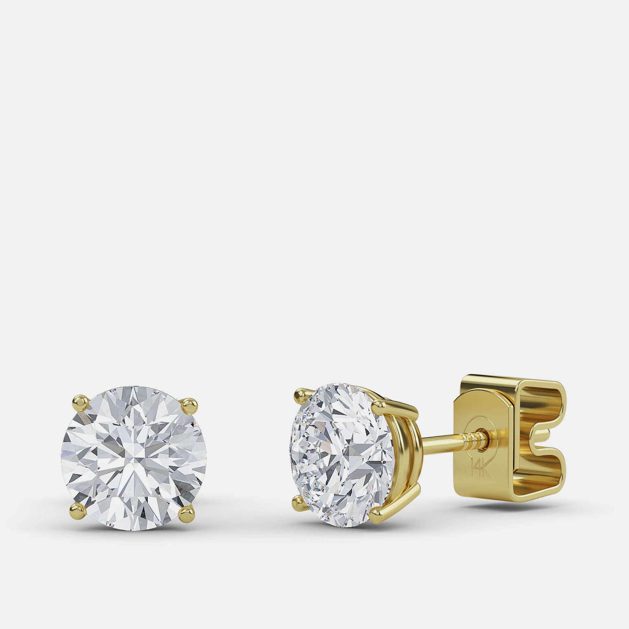 6.00 Ct Round 14K Yellow Gold Lab Grown Diamond Solitaire 4 Prong Earrings
