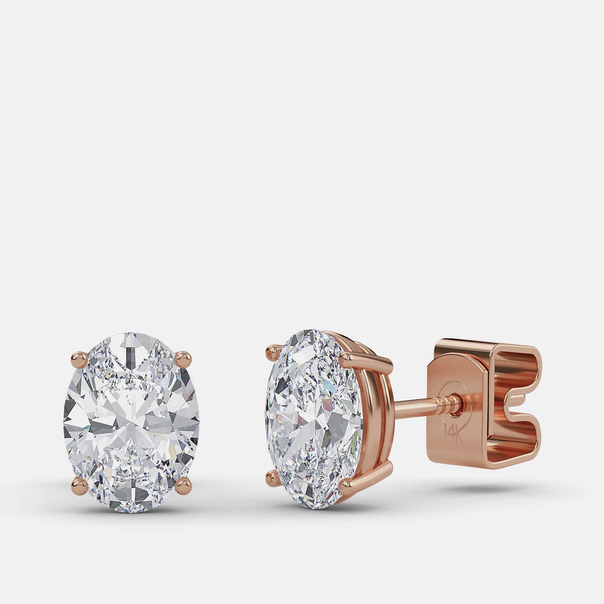 5.00 Ct Oval 14K Rose Gold Lab Grown Diamond Solitaire 4 Prong Earring