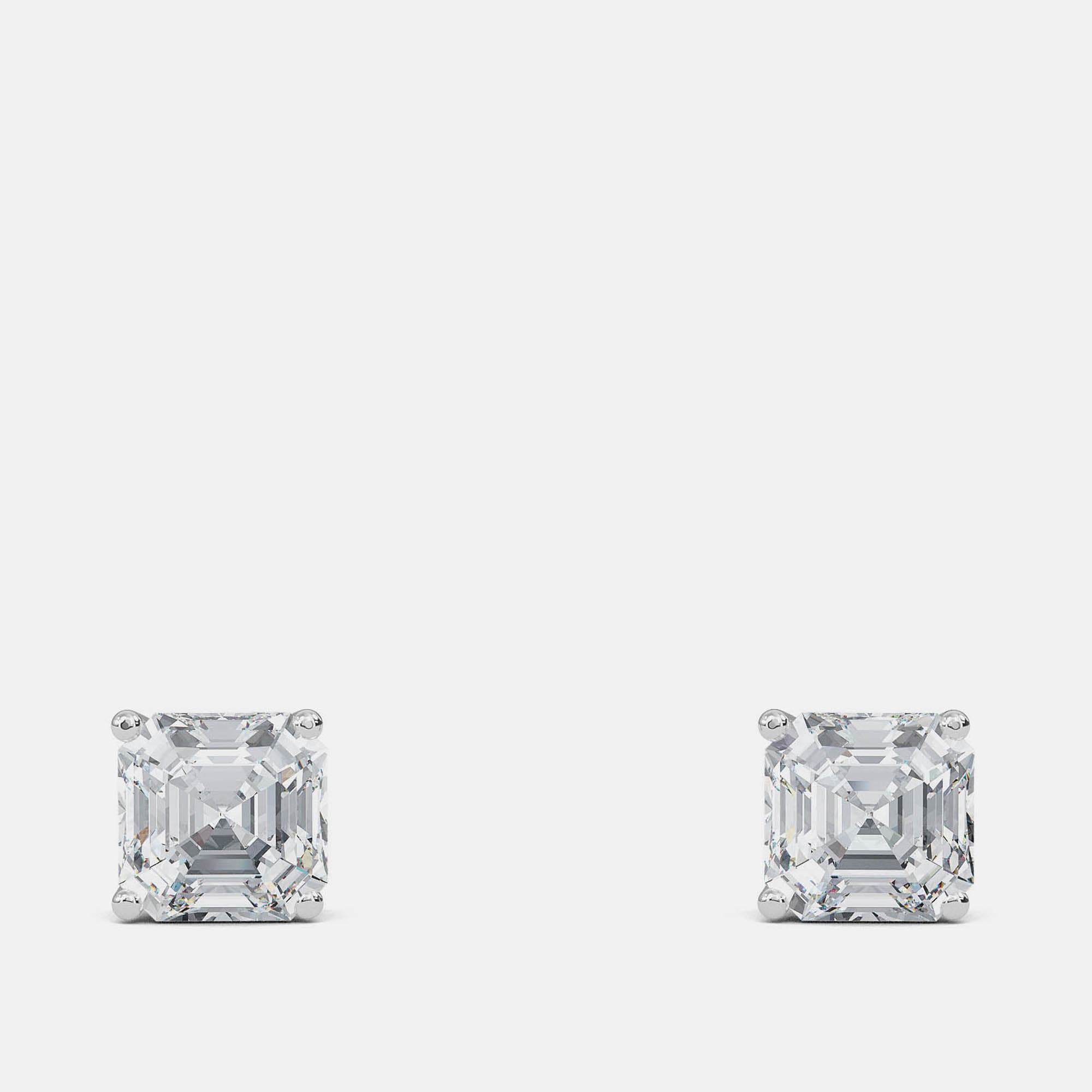 7.00 Ct Asscher 14K White Gold Lab Grown Diamond Solitaire 4 Prong Earring