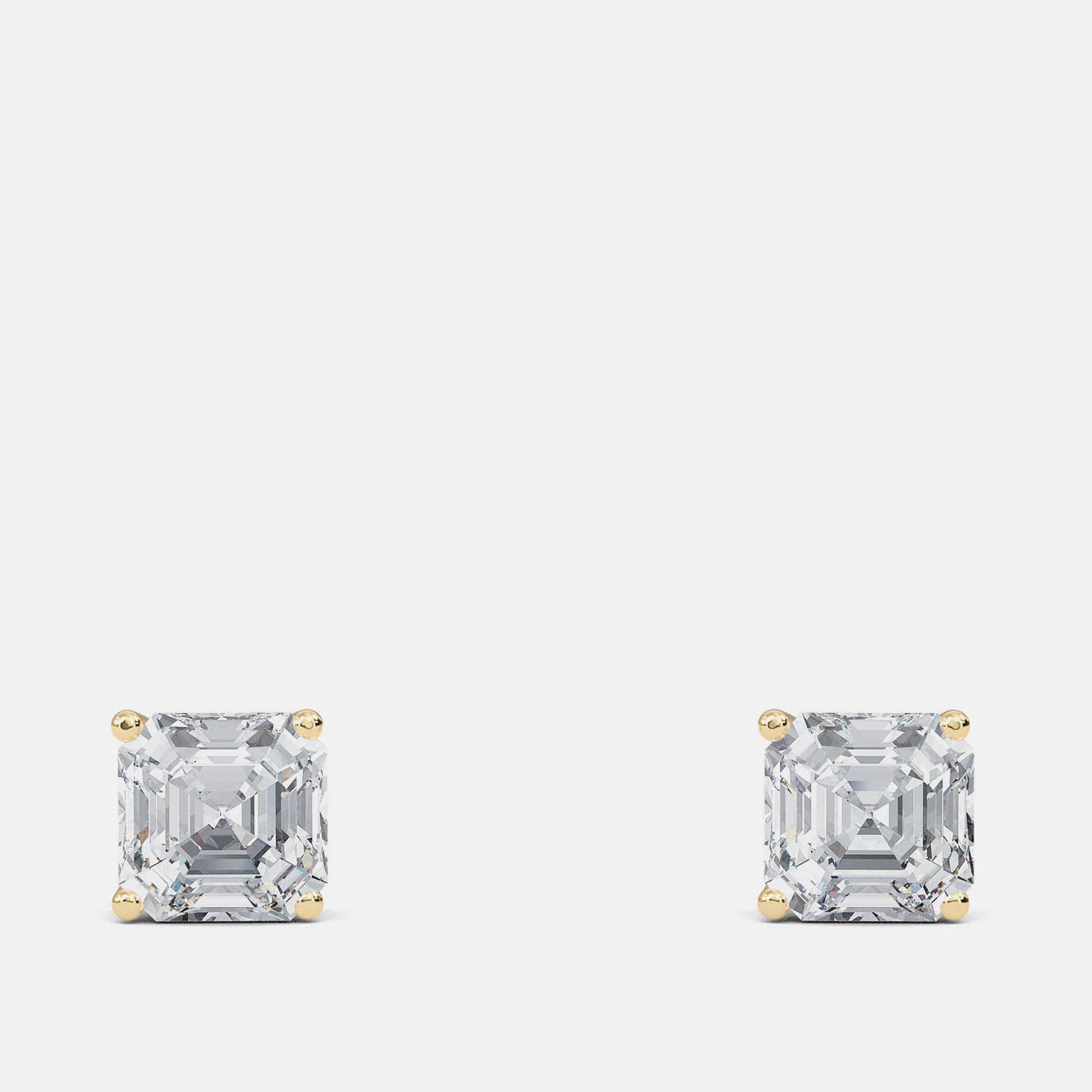 6.00 Ct Asscher 14K Yellow Gold Lab Grown Diamond Solitaire 4 Prong Earring