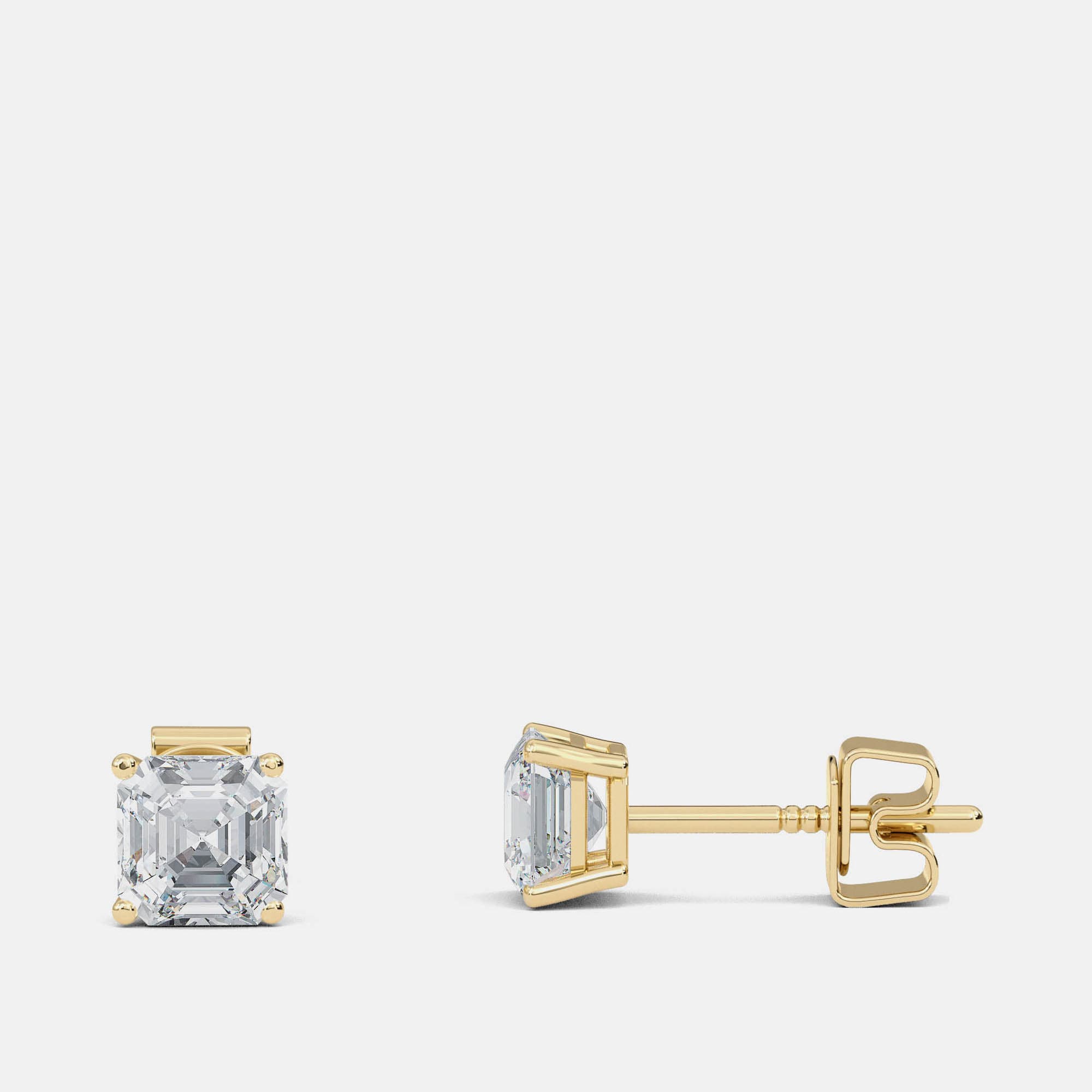 7.00 Ct Asscher 14K Yellow Gold Lab Grown Diamond Solitaire 4 Prong Earring