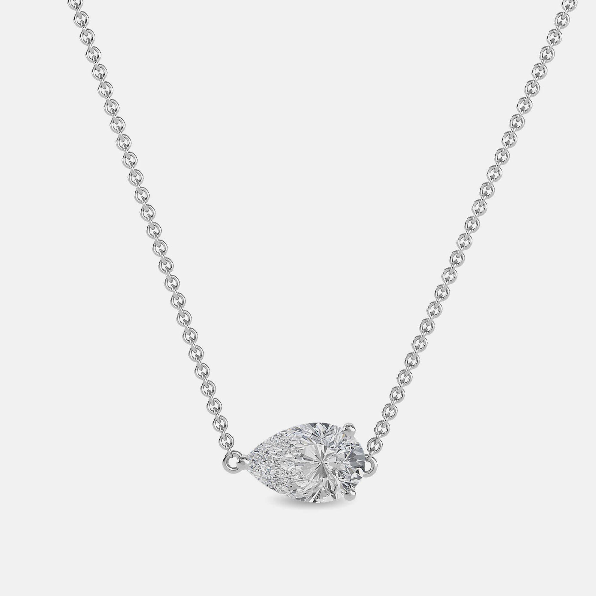 5.00 Ct Pear 14K White Gold Lab Grown Diamonds Solitaire 3 Prong Pendant
