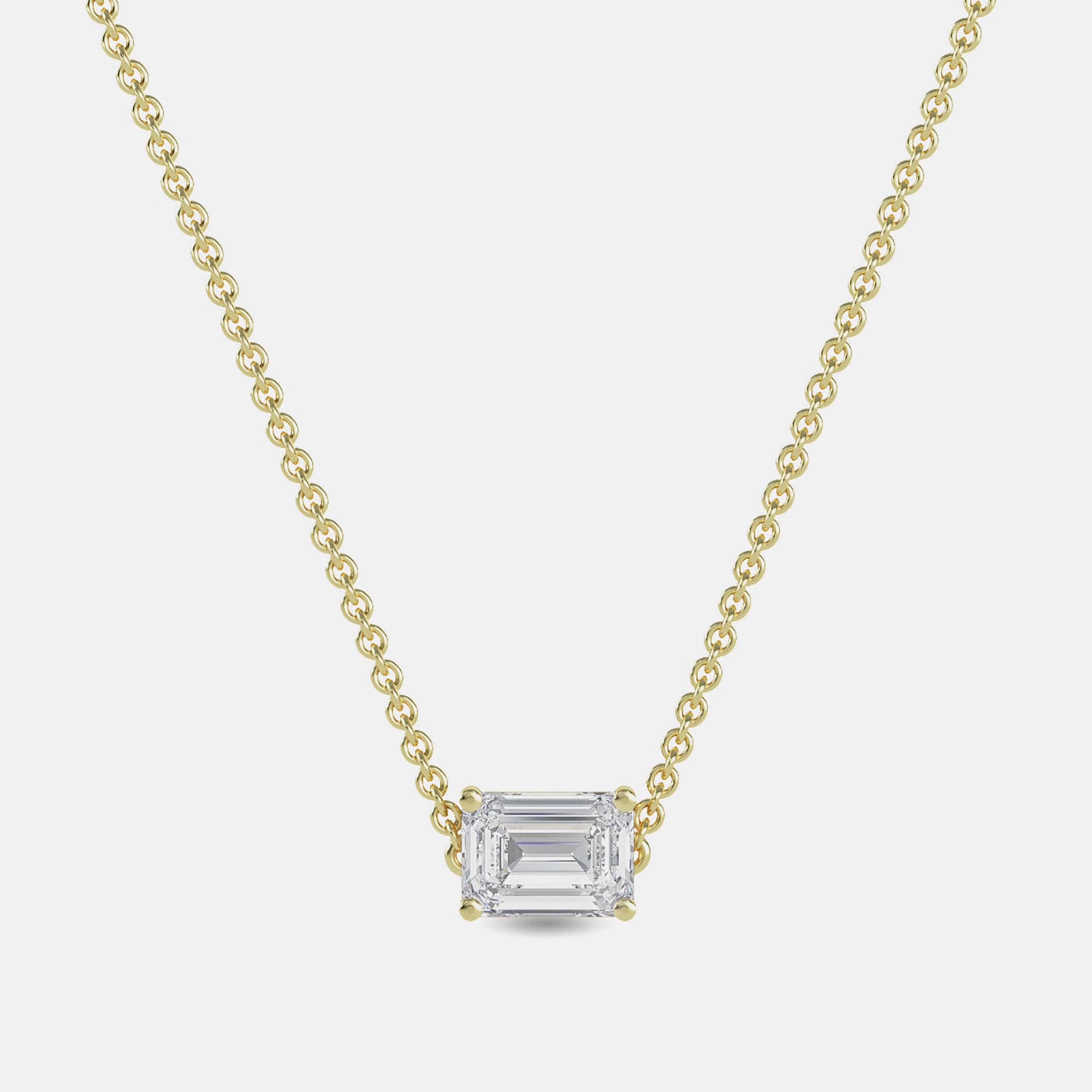 7.00 Ct Emerald 14K Yellow Gold Lab Grown Diamonds Solitaire 4 Prong Pendant