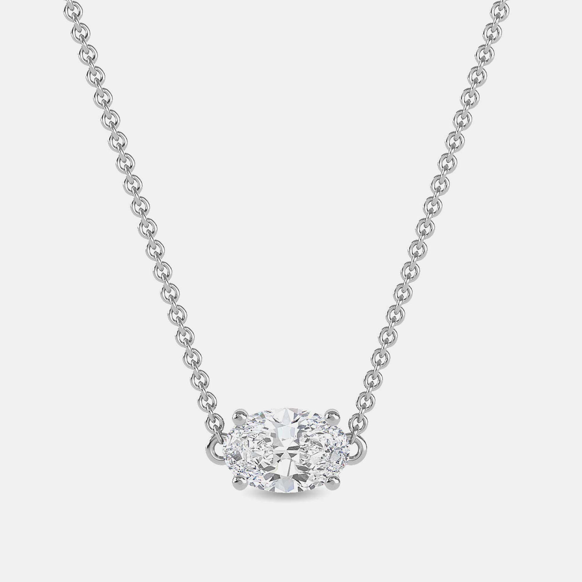 5.00 Ct Oval 14K White Gold Lab Grown Diamonds Solitaire 4 Prong Pendant