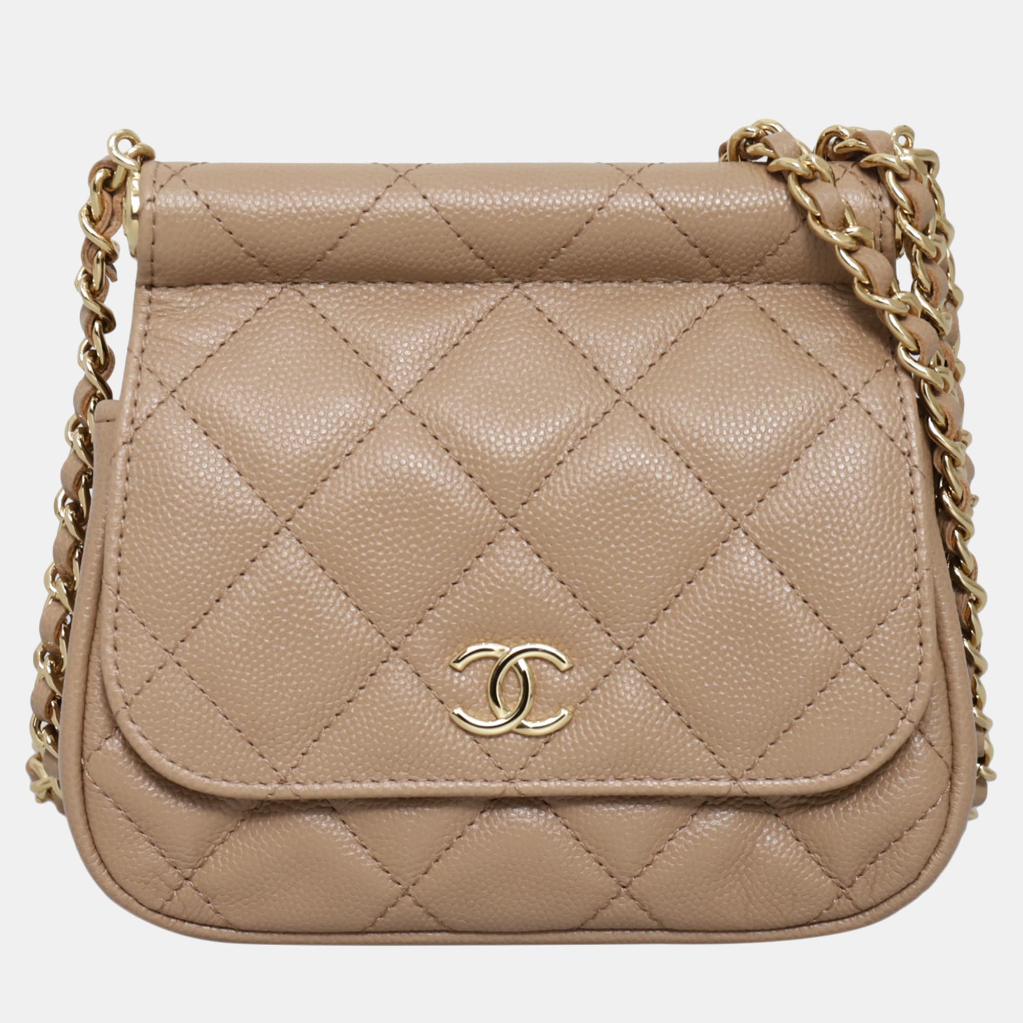 Chanel Caviar Quilted Frame Clutch On Chain