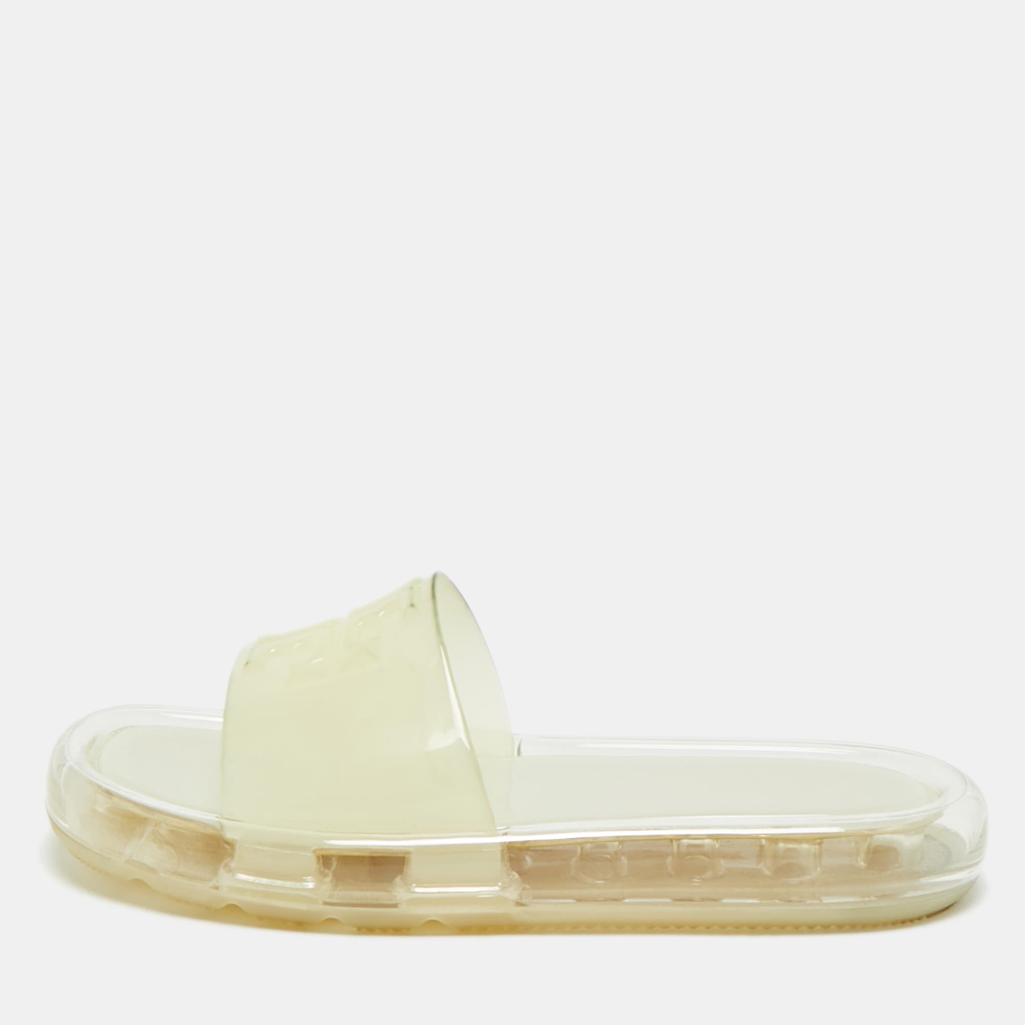 Tory Burch Transparent Rubber Leccio Slide Sandals Size 37