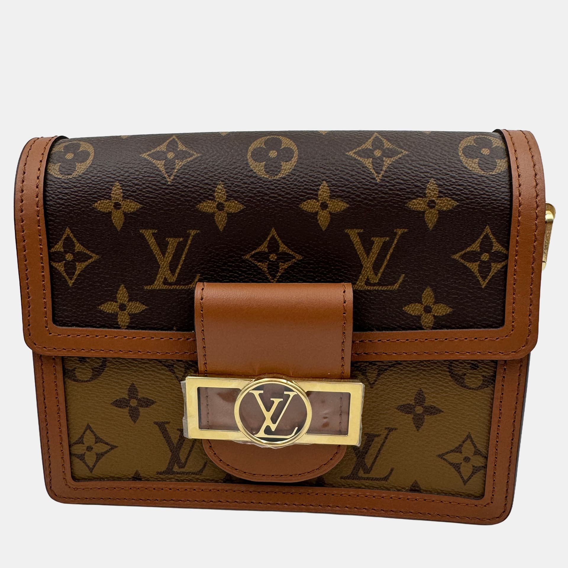 Louis Vuitton Dauphine Mini Shoulder Bag Coated Canvas And Leather Monogram Reverse Brown Beige
