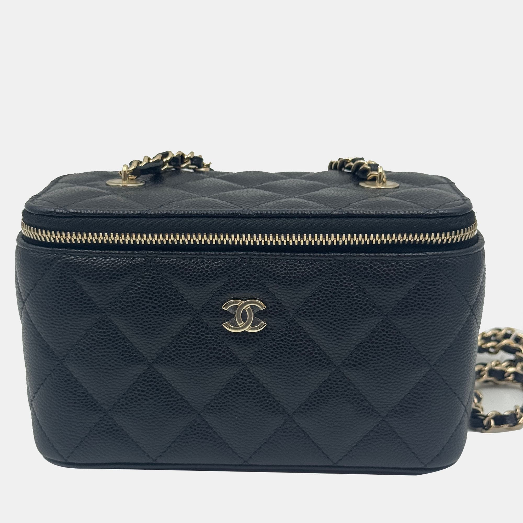 Chanel Vanity Chain Black Caviar Leather Bag