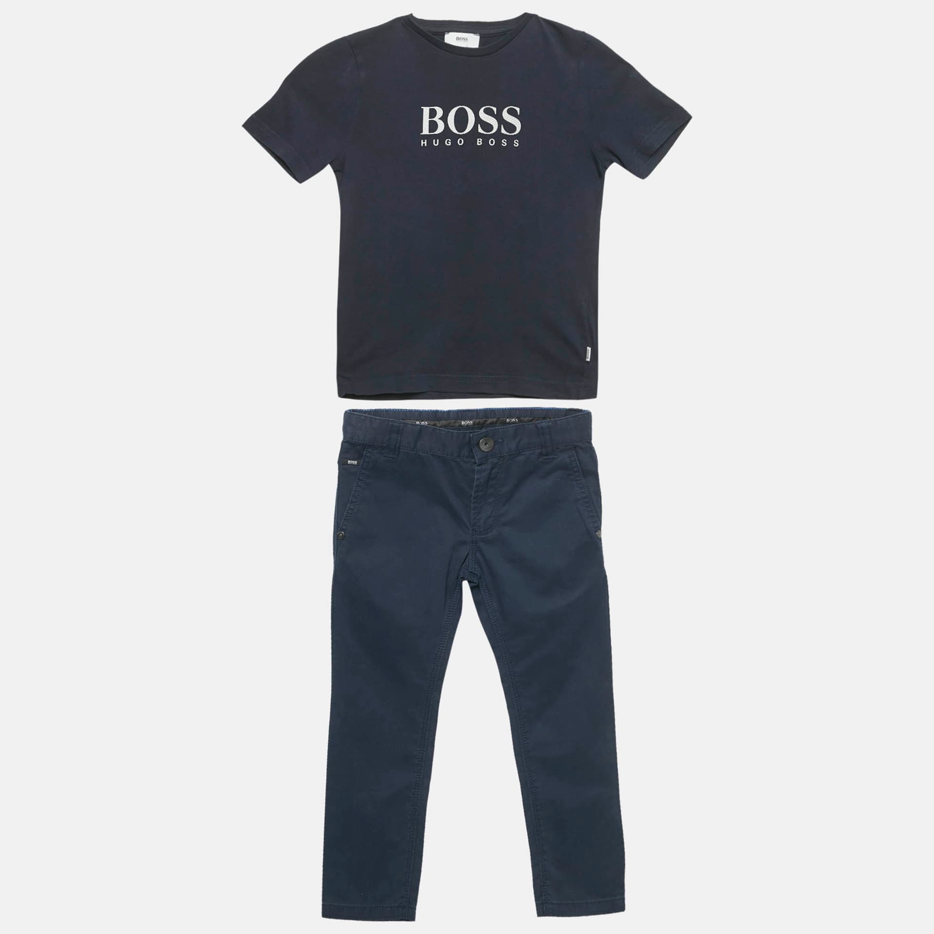 Boss By Hugo Boss Kids Navy Blue Printed T-Shirt and Pants Set 4 Yrs