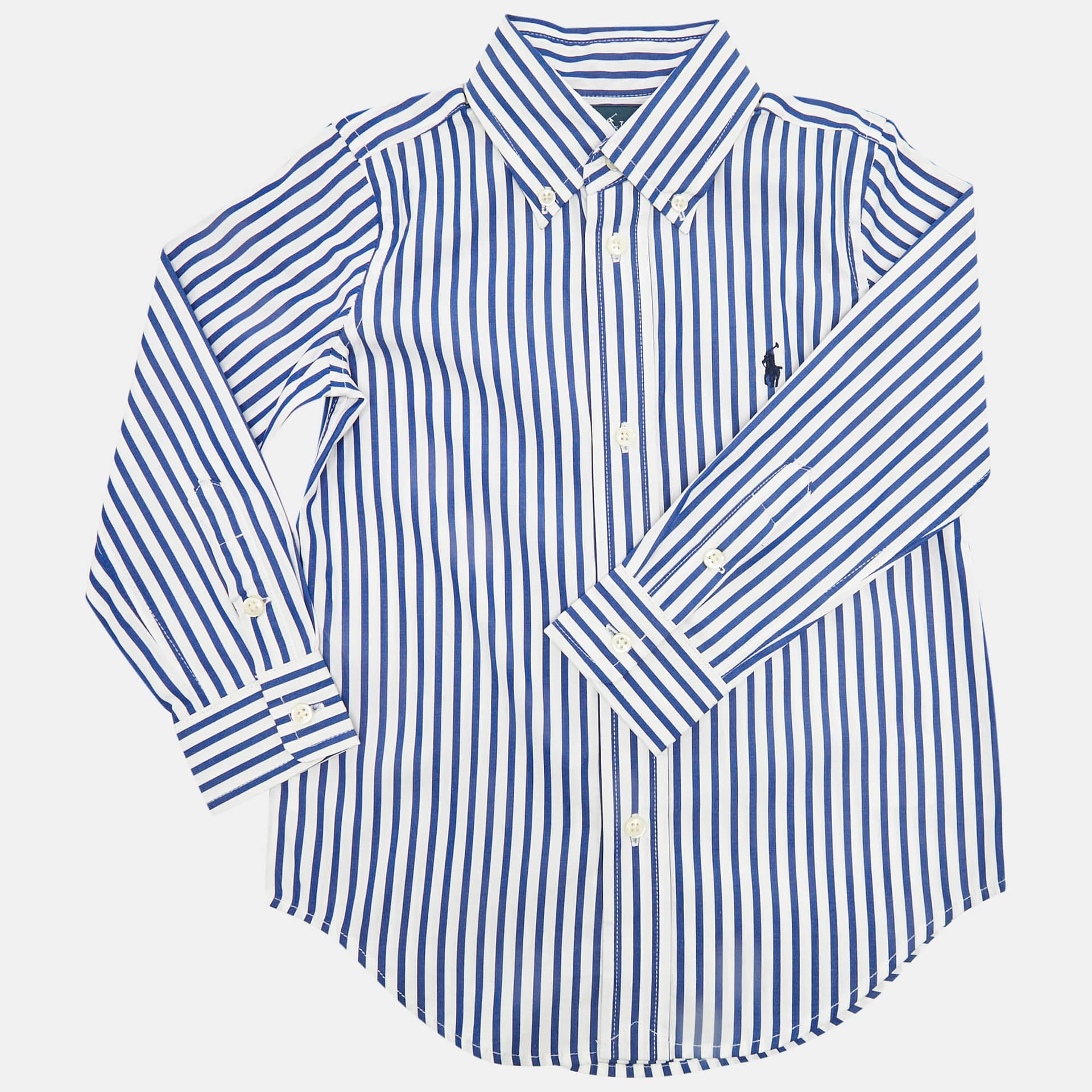 Ralph Lauren White/Blue Striped Cotton Long Sleeve Shirt 3 Yrs