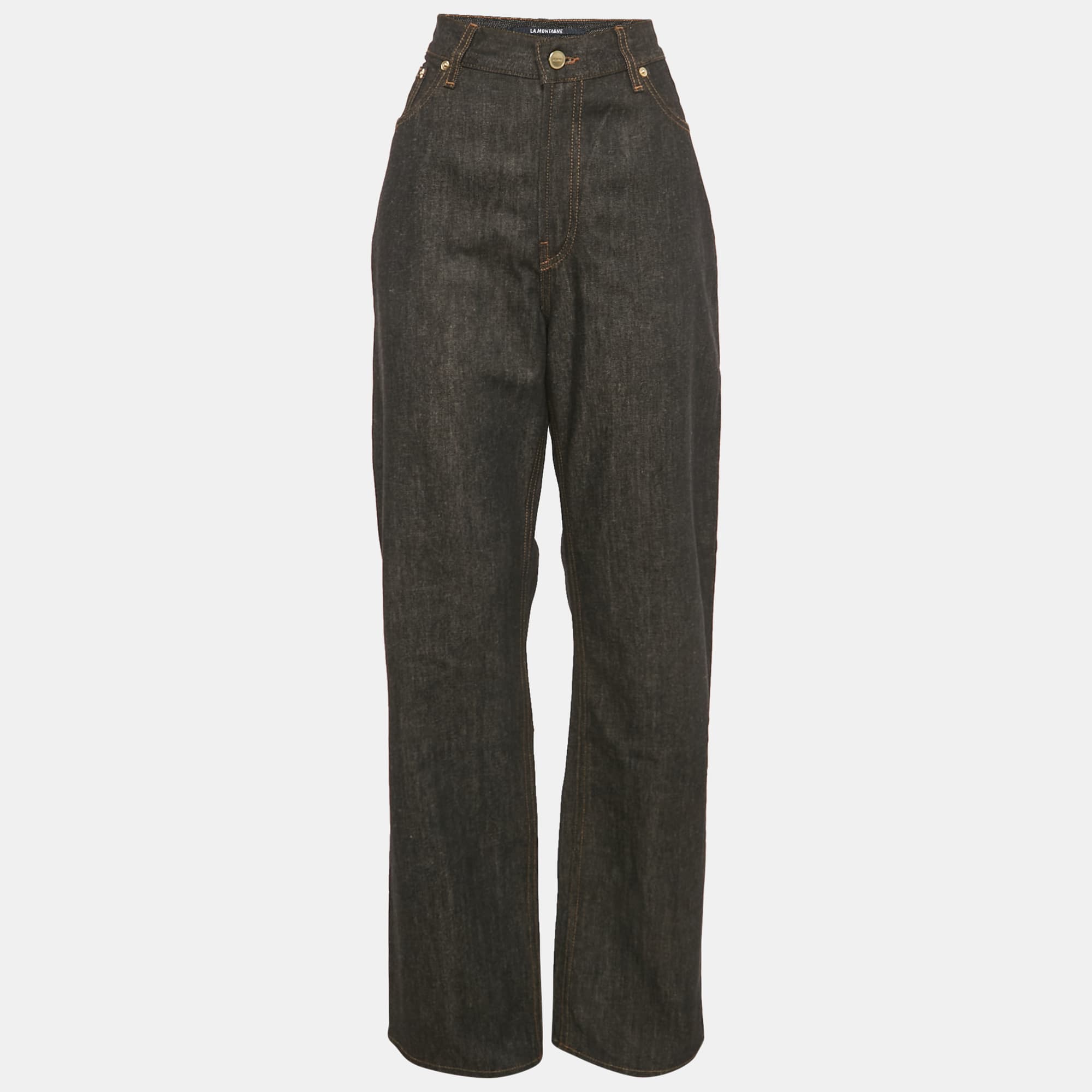 Jacquemus Navy Blue Denim Straight Fit LA Montagne Jeans S Waist 34"