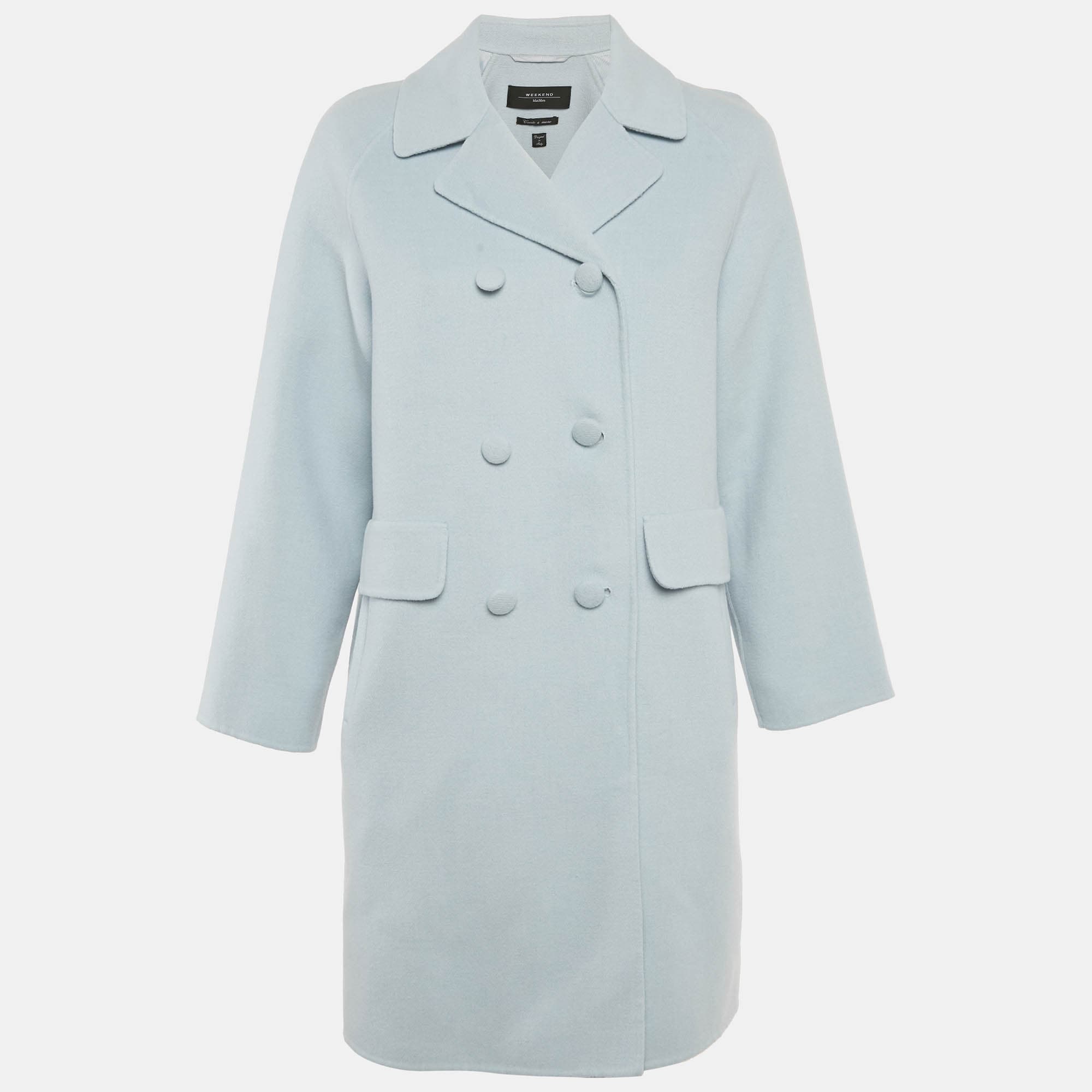 Weekend Max Mara Blue Wool Double-Breasted Coat S