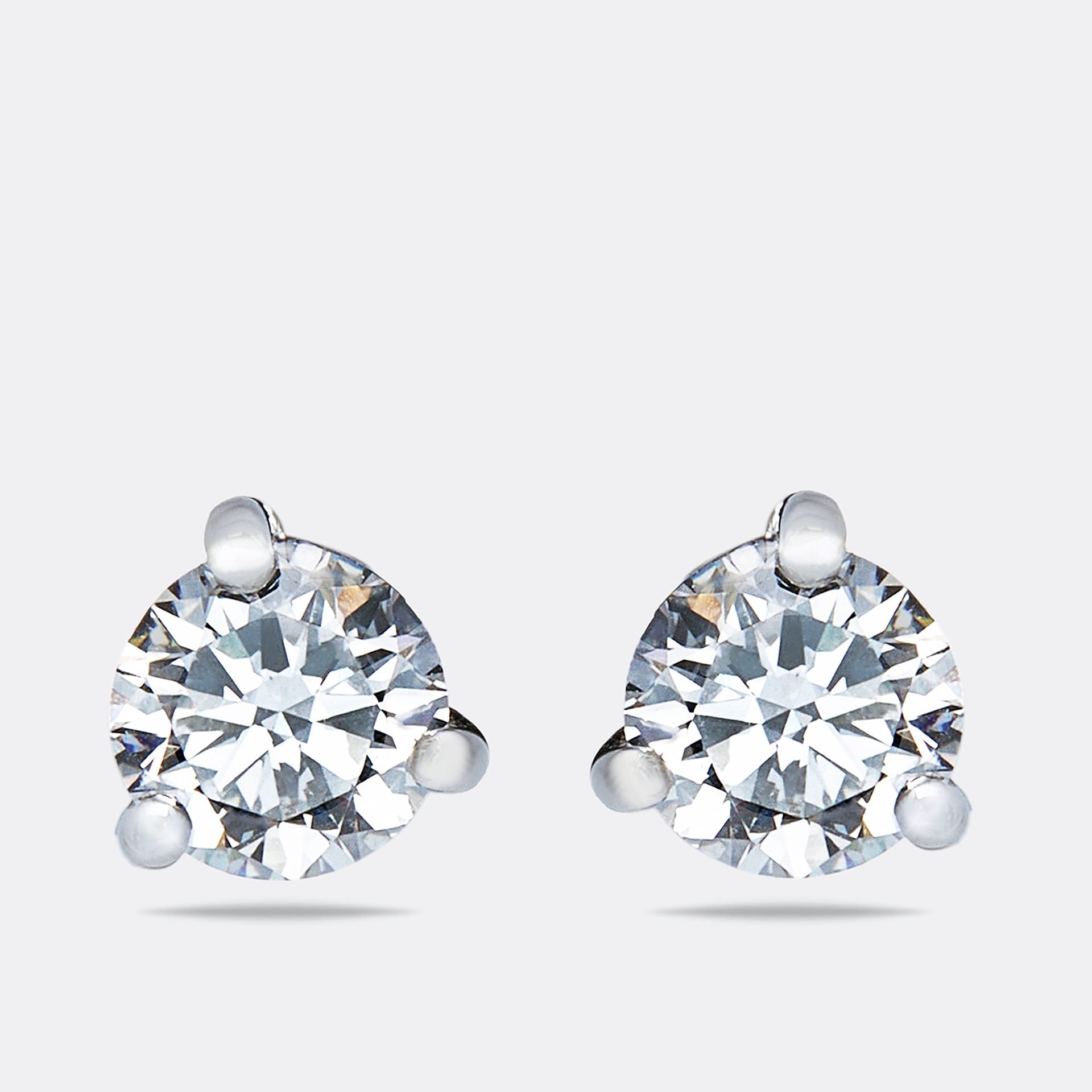 2.09 cts Round Brilliant Cut 18k White Gold Lab Grown Diamonds Solitaire Stud Earrings