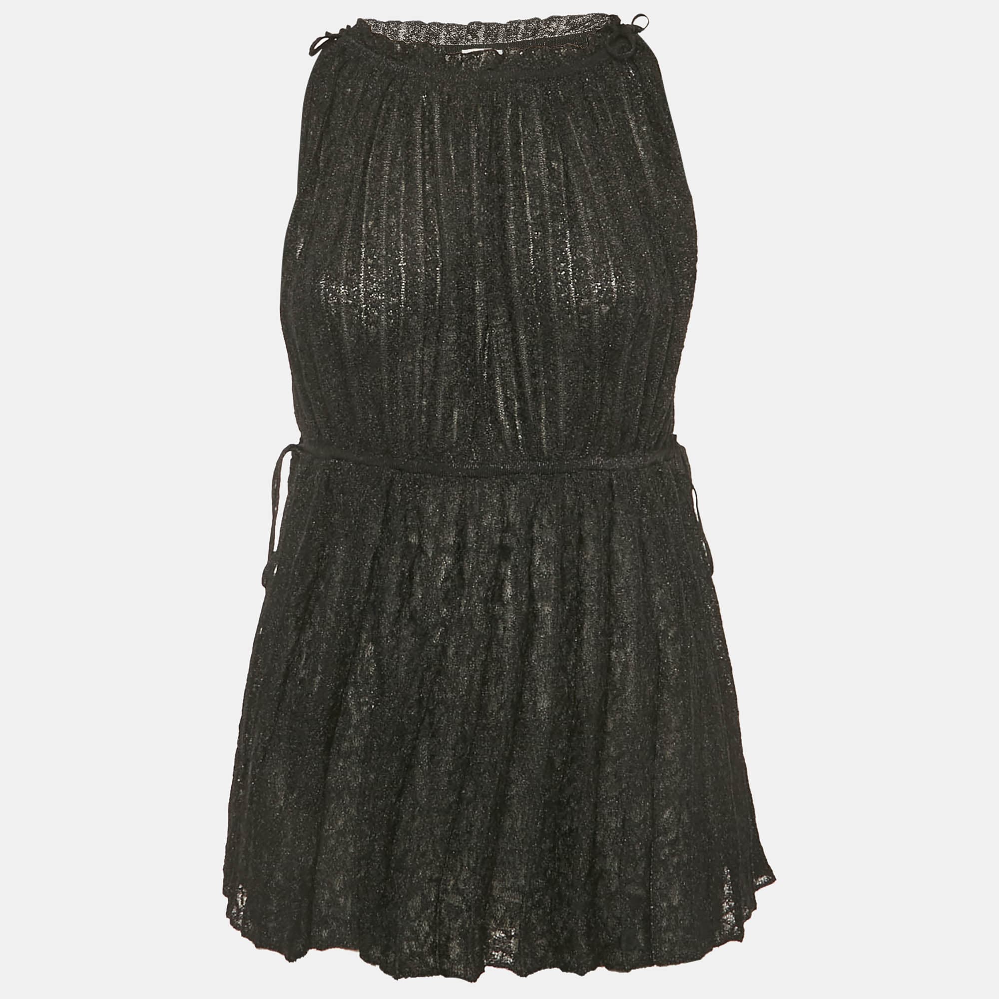 M Missoni Black Lurex Knit Sleeveless Tunic Top M