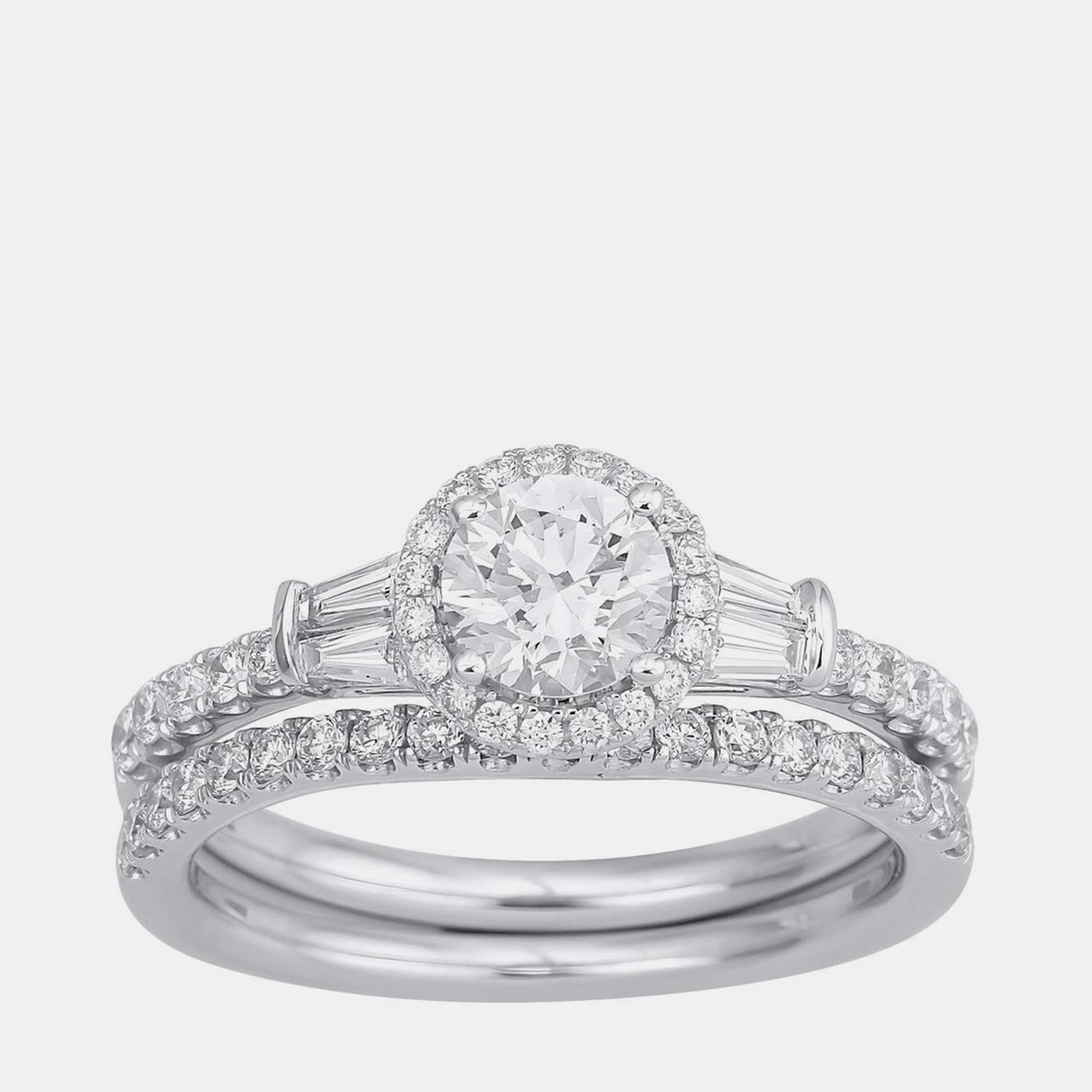 1.5 ct 14k White Gold Lab Grown Diamond Bridal Set US 7