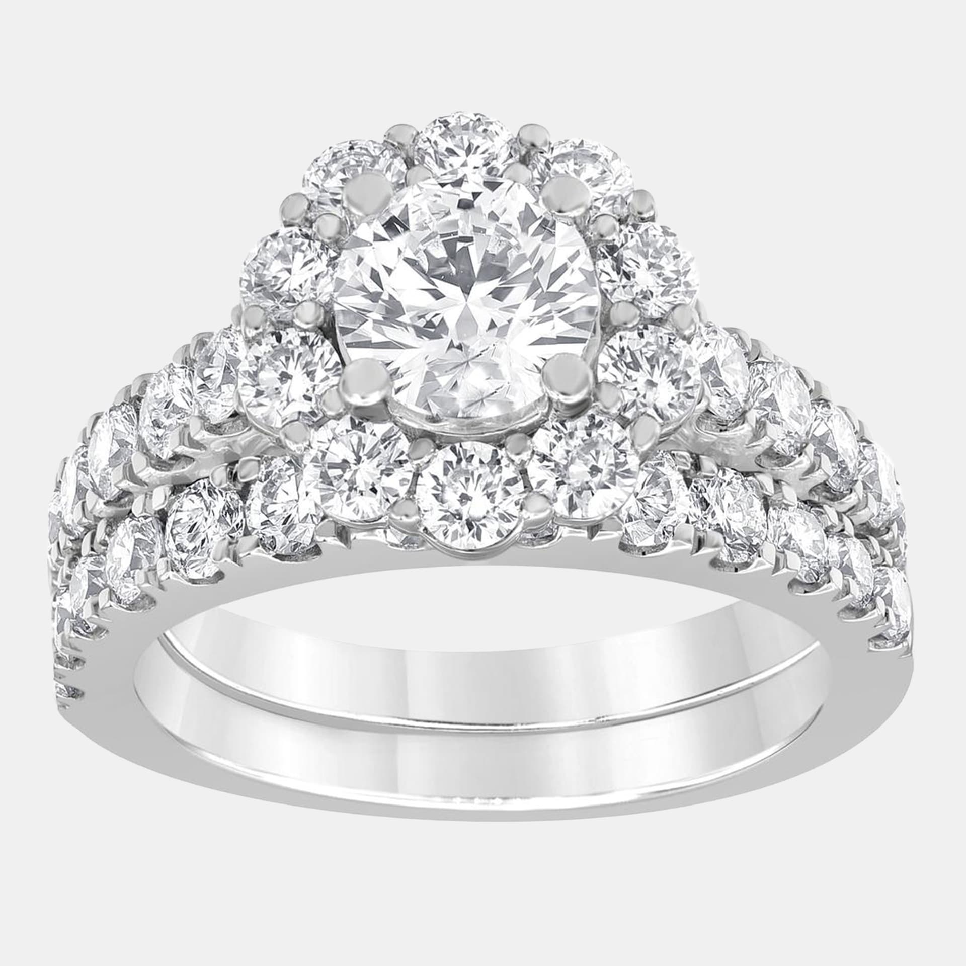 3ct 14k White Gold Lab Grown Diamond Bridal Set