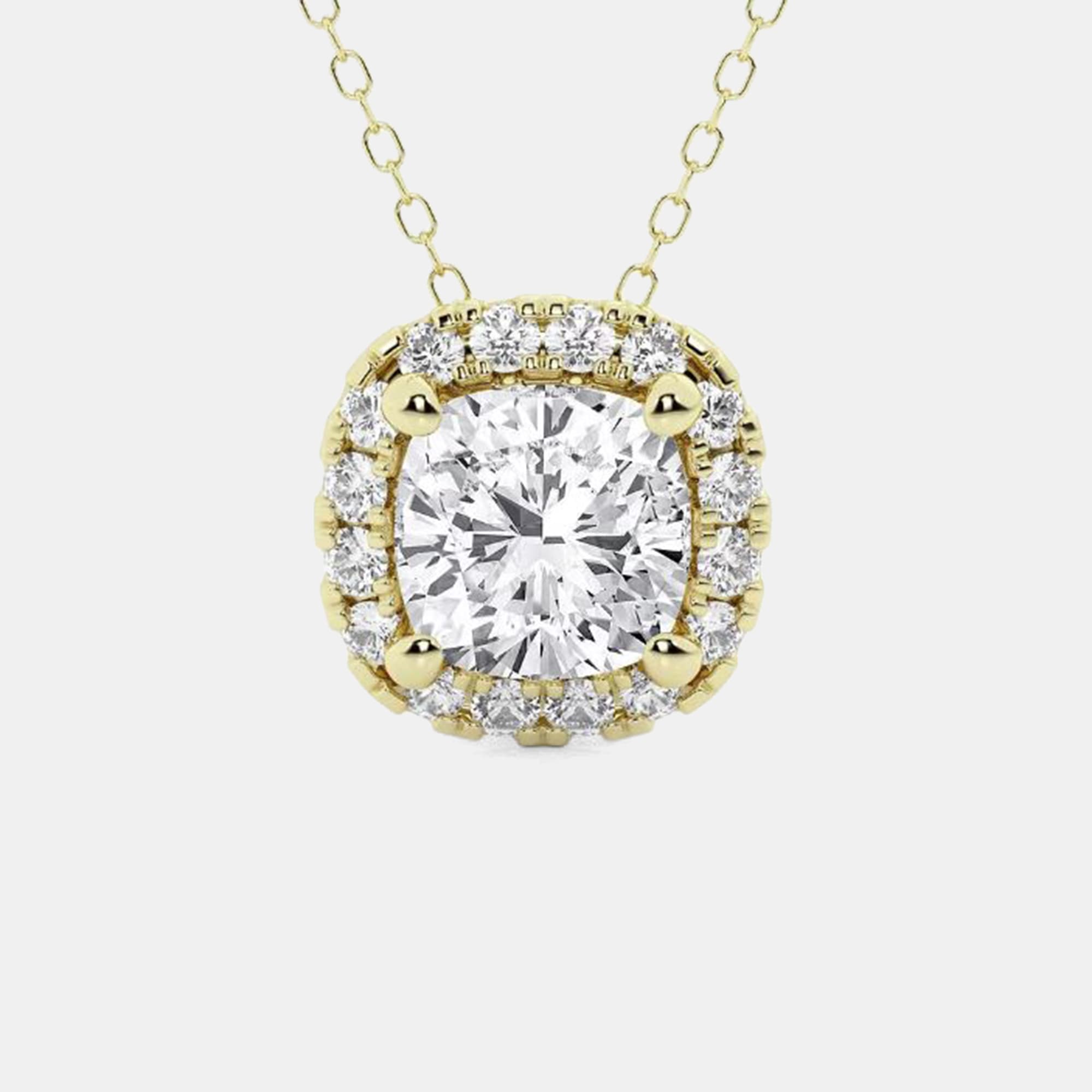 0.29ct 14k Yellow Gold Lab Grown Diamond Halo Pendant