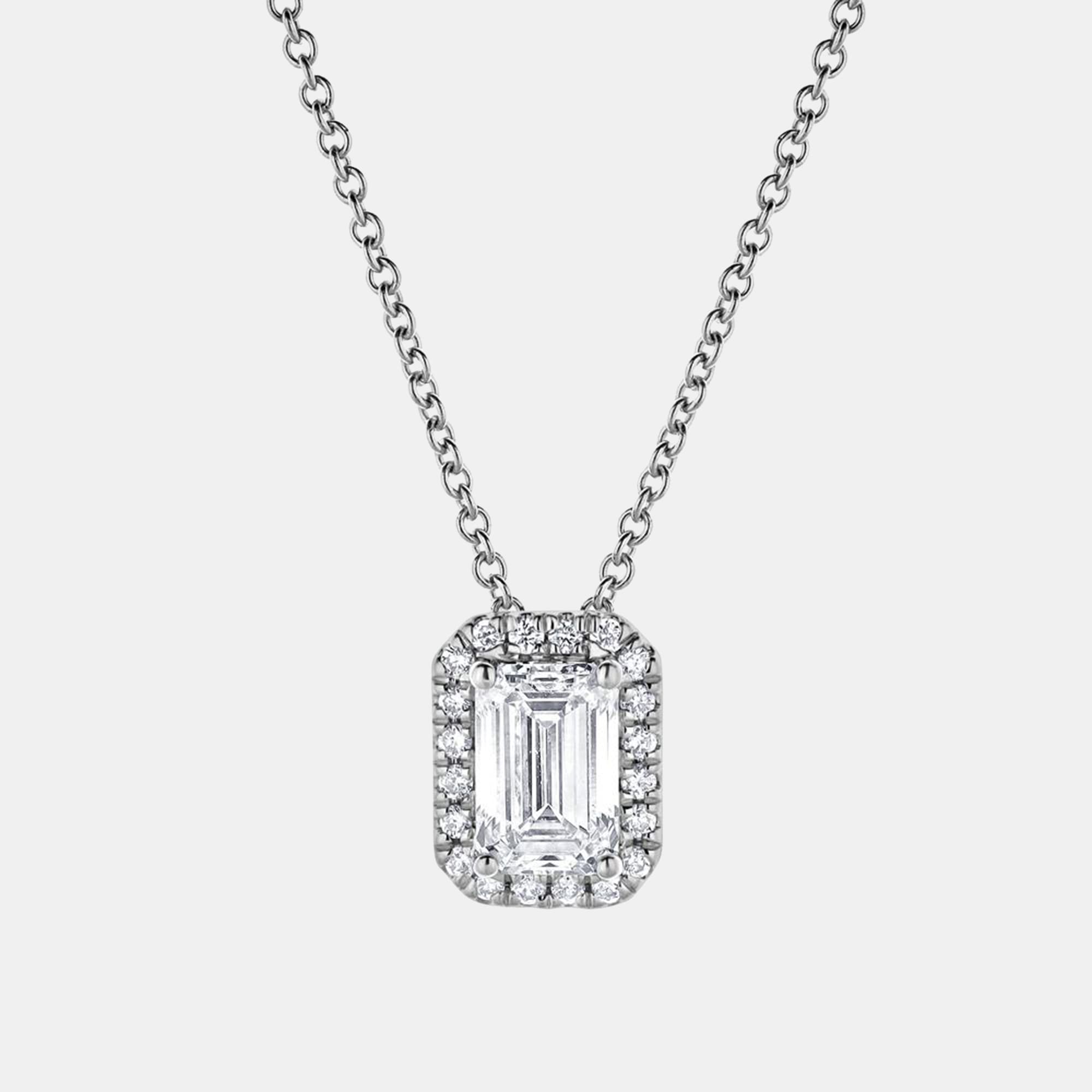 0.82ct 14k White Gold Lab Grown Diamond Halo Pendant