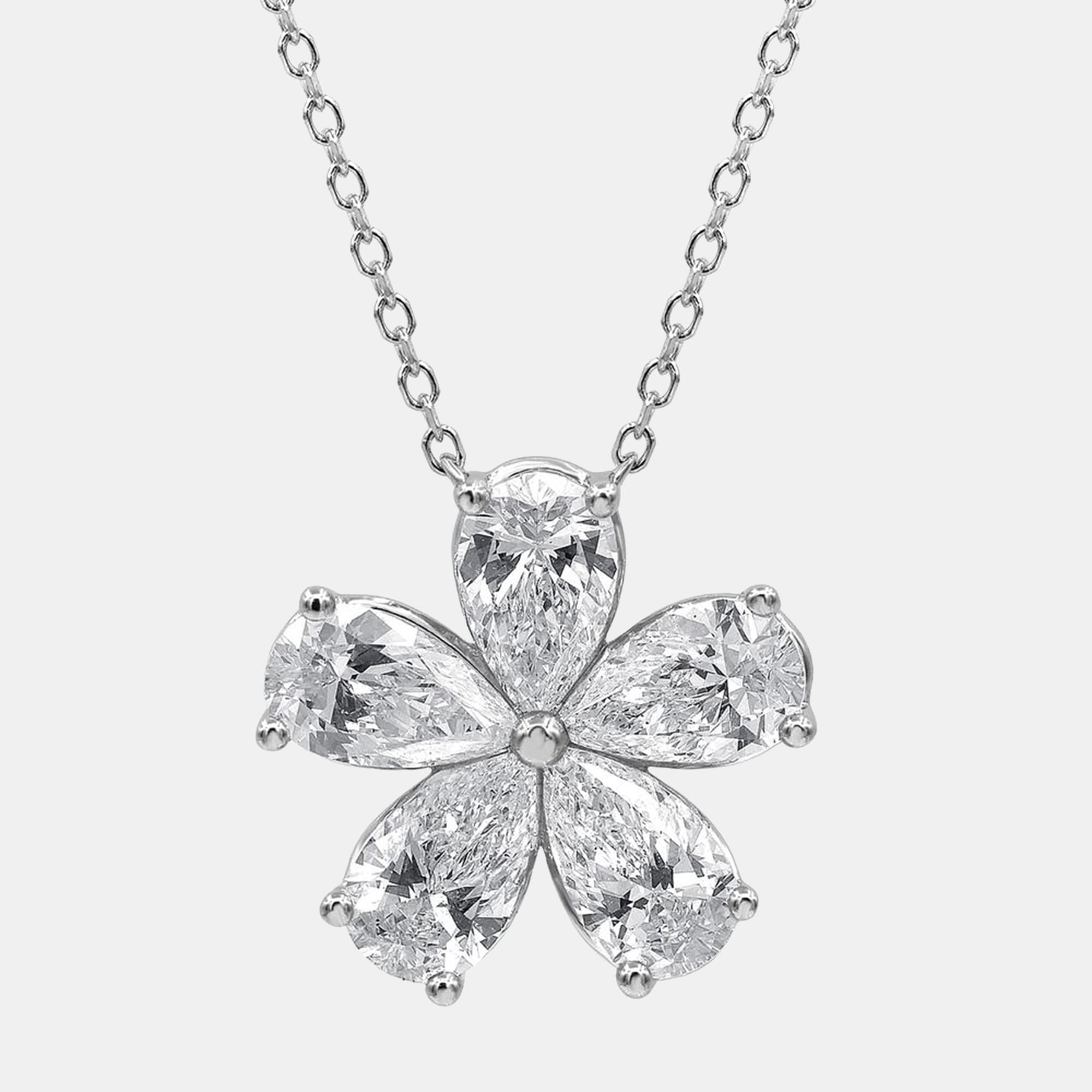 0.6ct 14k White Gold Lab Grown Diamond Flower Pendant