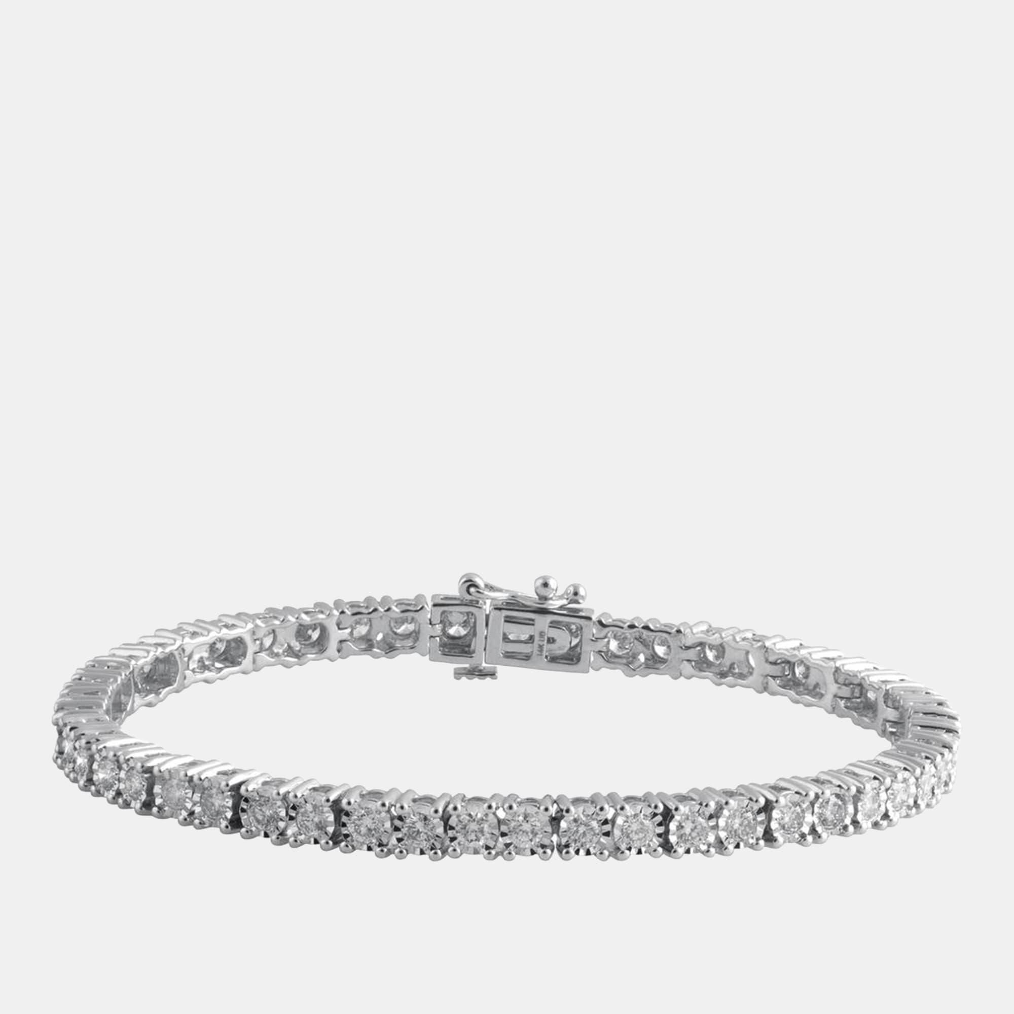 3.2ct 14k White Gold Lab Grown Diamond Tennis Bracelet