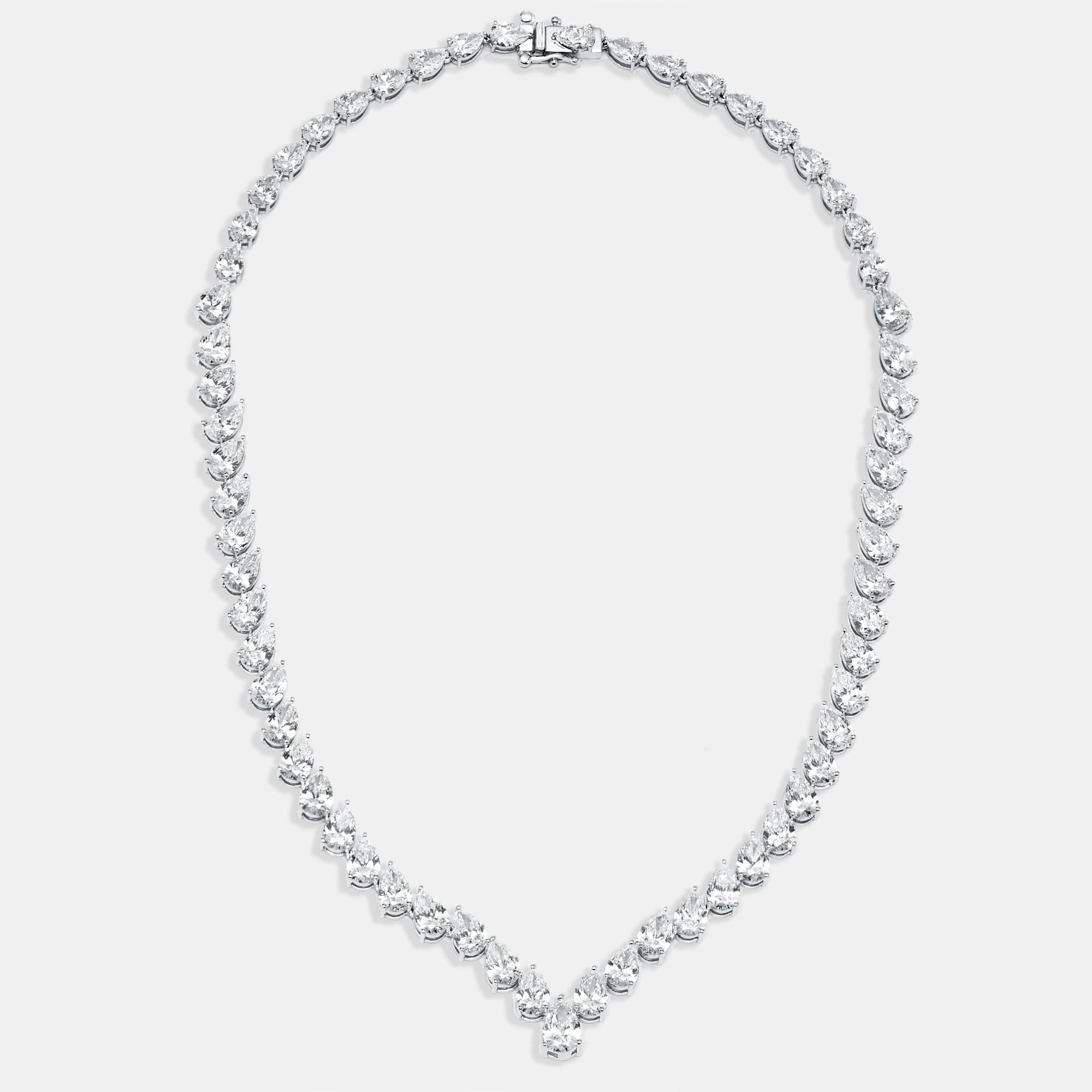 30 cts Pear Lab Grown Diamond 18k White Gold Necklace