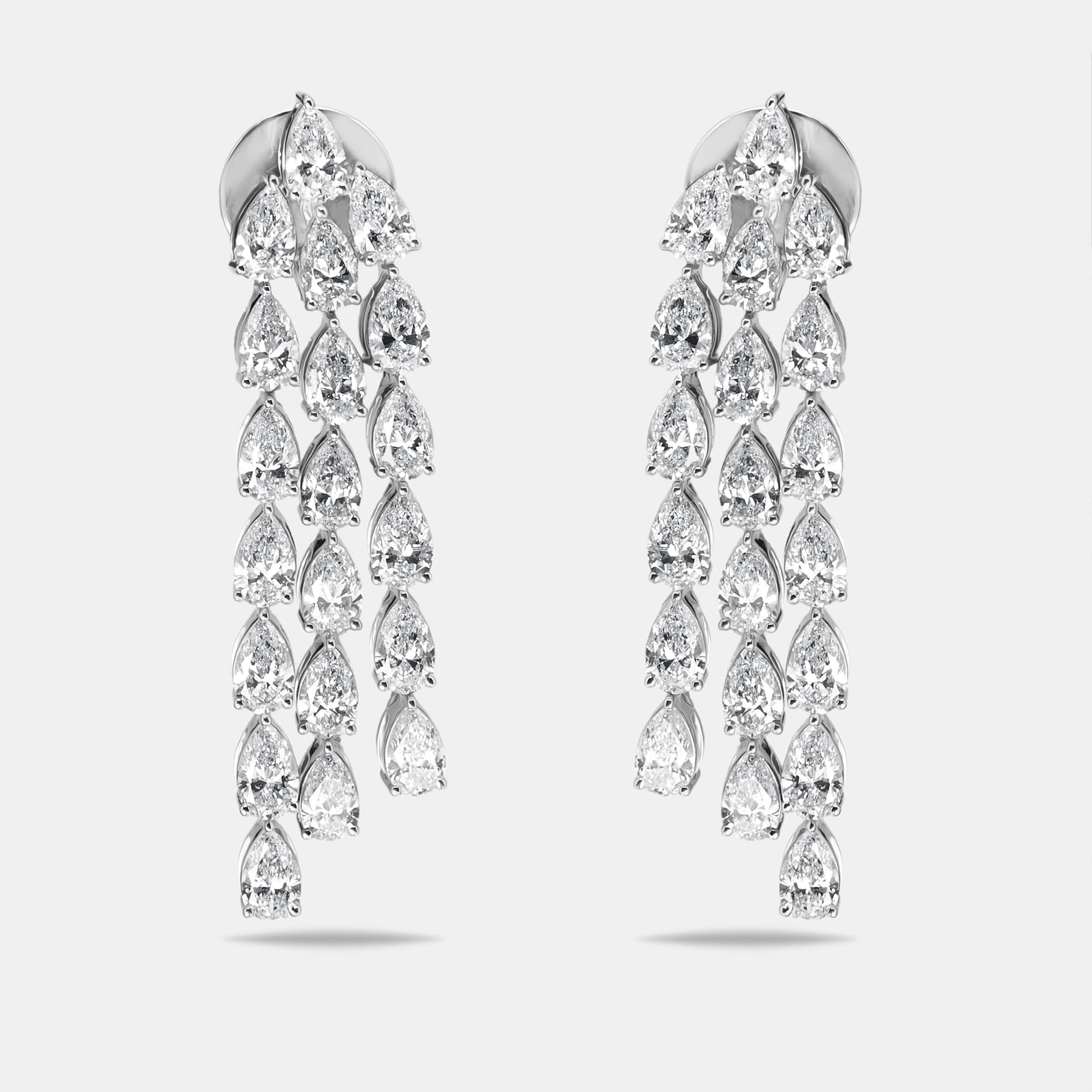 7 cts Pear Lab Grown Diamond 18k White Gold Earrings
