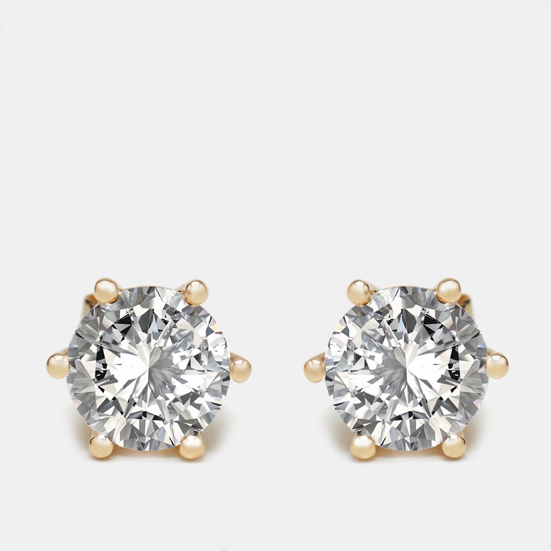 4 cts Round Lab Grown Diamond 18k Yellow Gold Earrings
