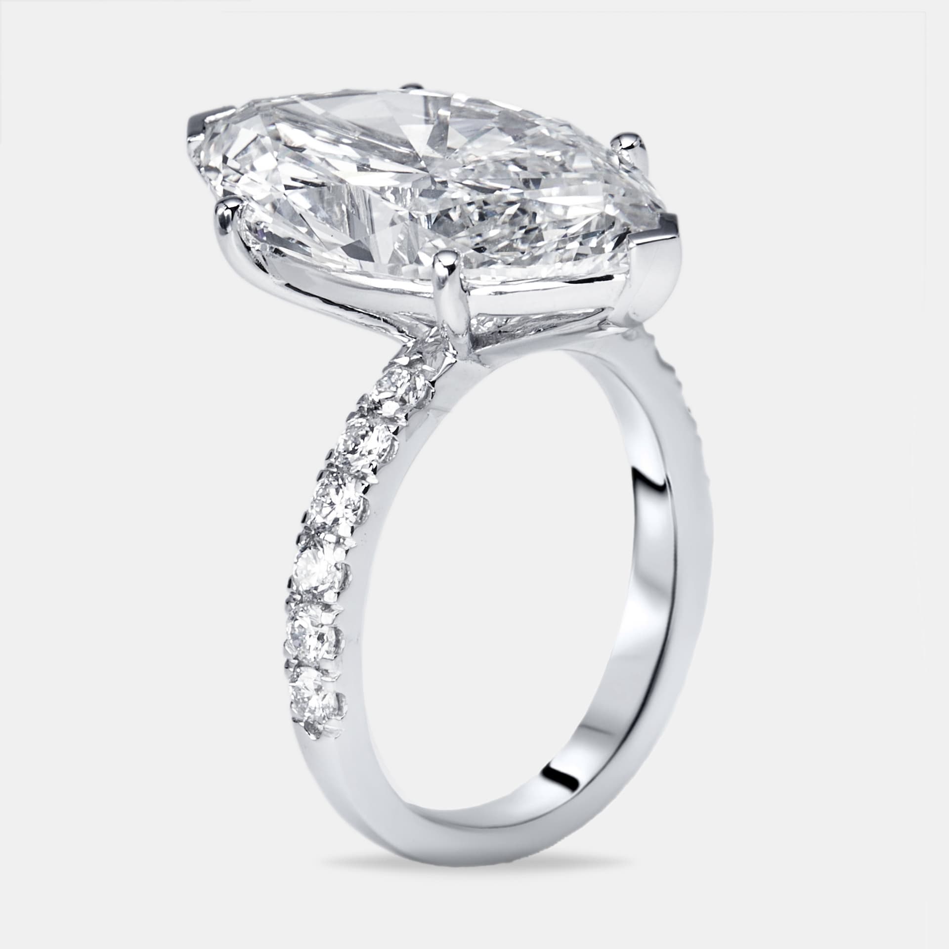 9.5 cts Marquise Round Lab Grown Diamond 18k White Gold Ring Size 51