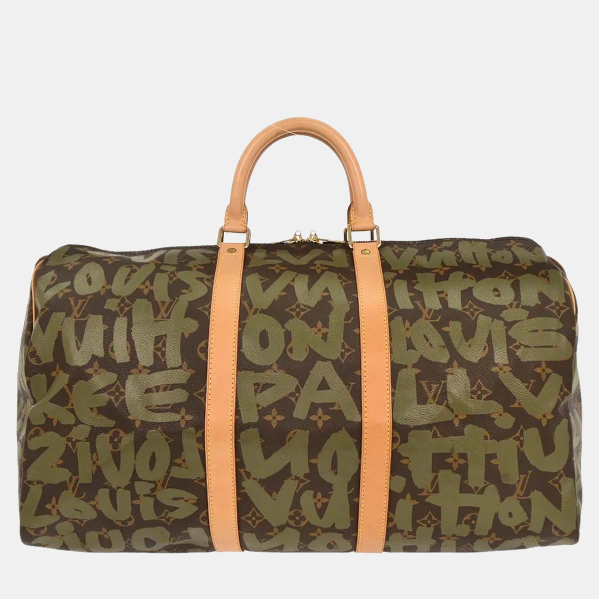 Louis Vuitton Khaki Monogram Graffiti Keepall 50 Duffle Bag
