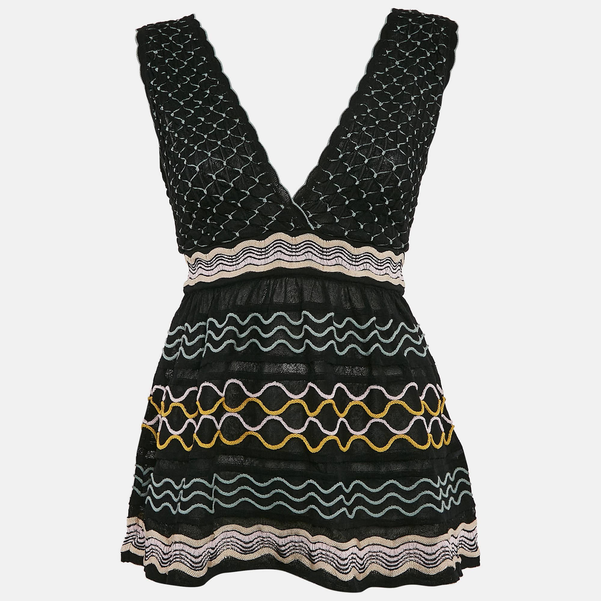 M Missoni Black Patterned Sleeveless Tunic Top L
