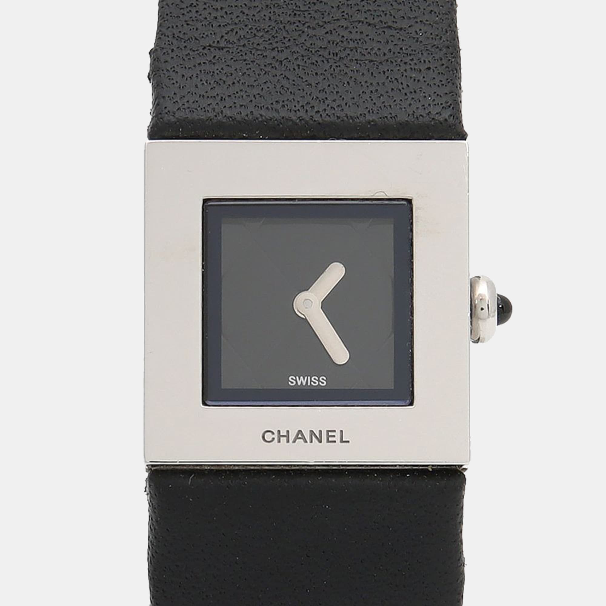 Chanel Matelasse Quartz Black Stainless Steel Women's Wristwatch 19 mm