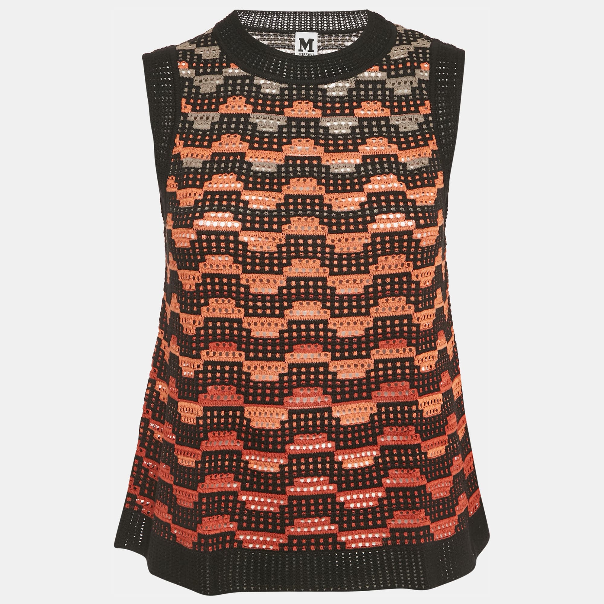 M Missoni Black/Orange Knit Sleeveless Top M