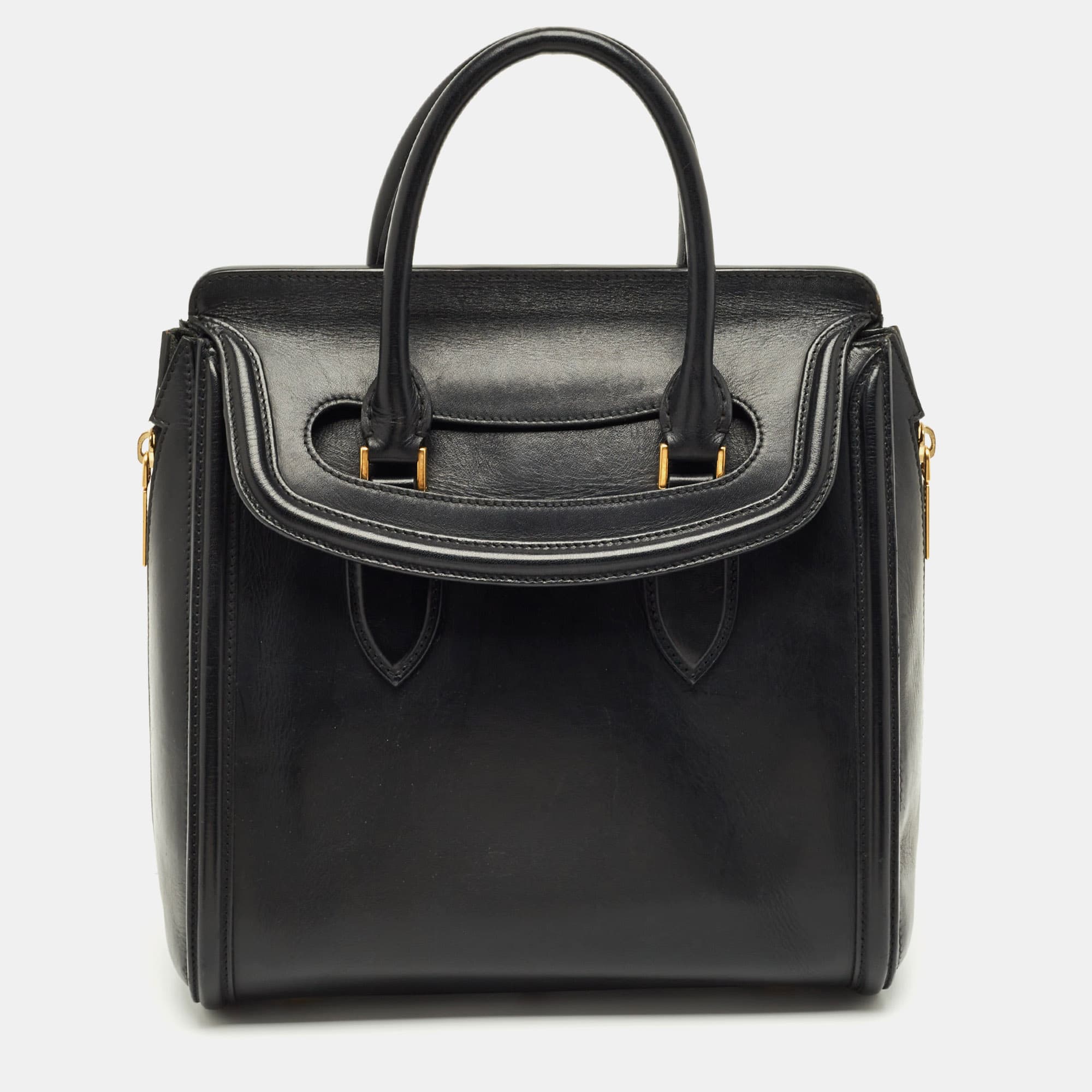Alexander McQueen Heroine Medium Black Leather Totes Bag
