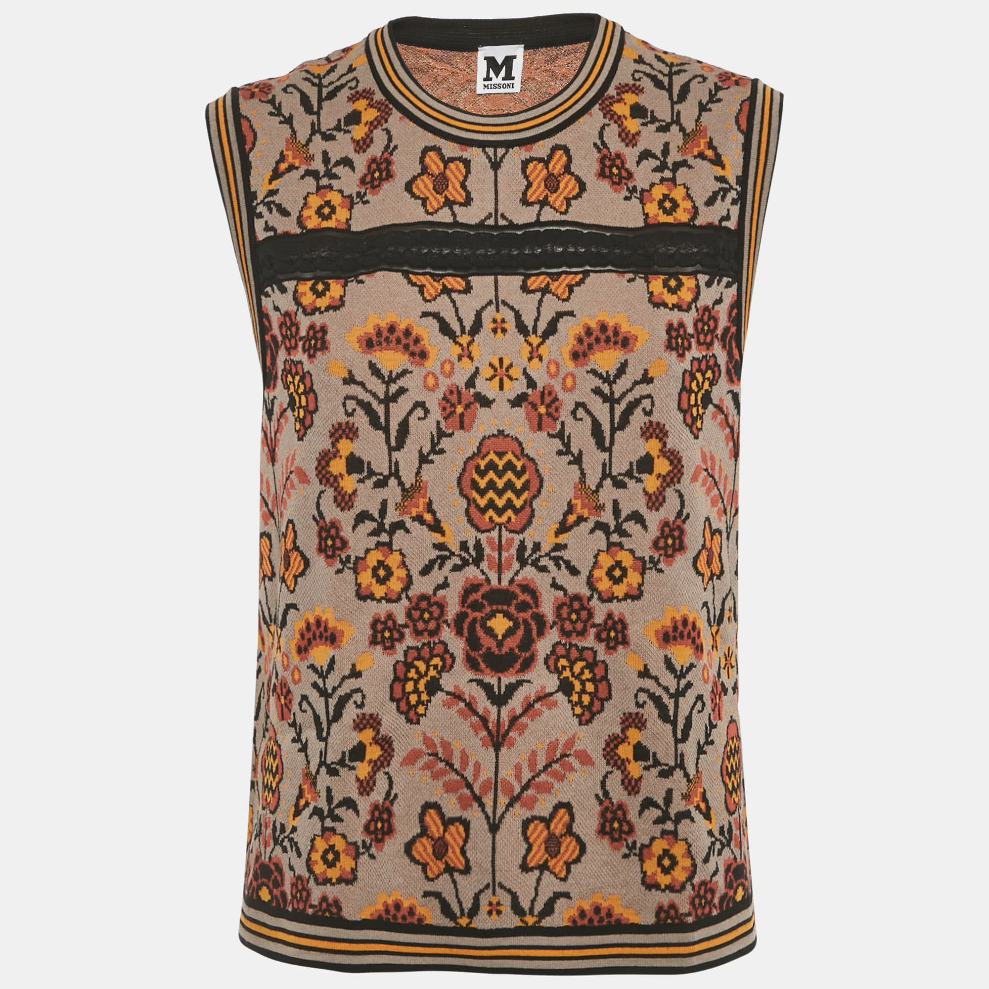 M Missoni Grey Patterned Knit Sleeveless Top S