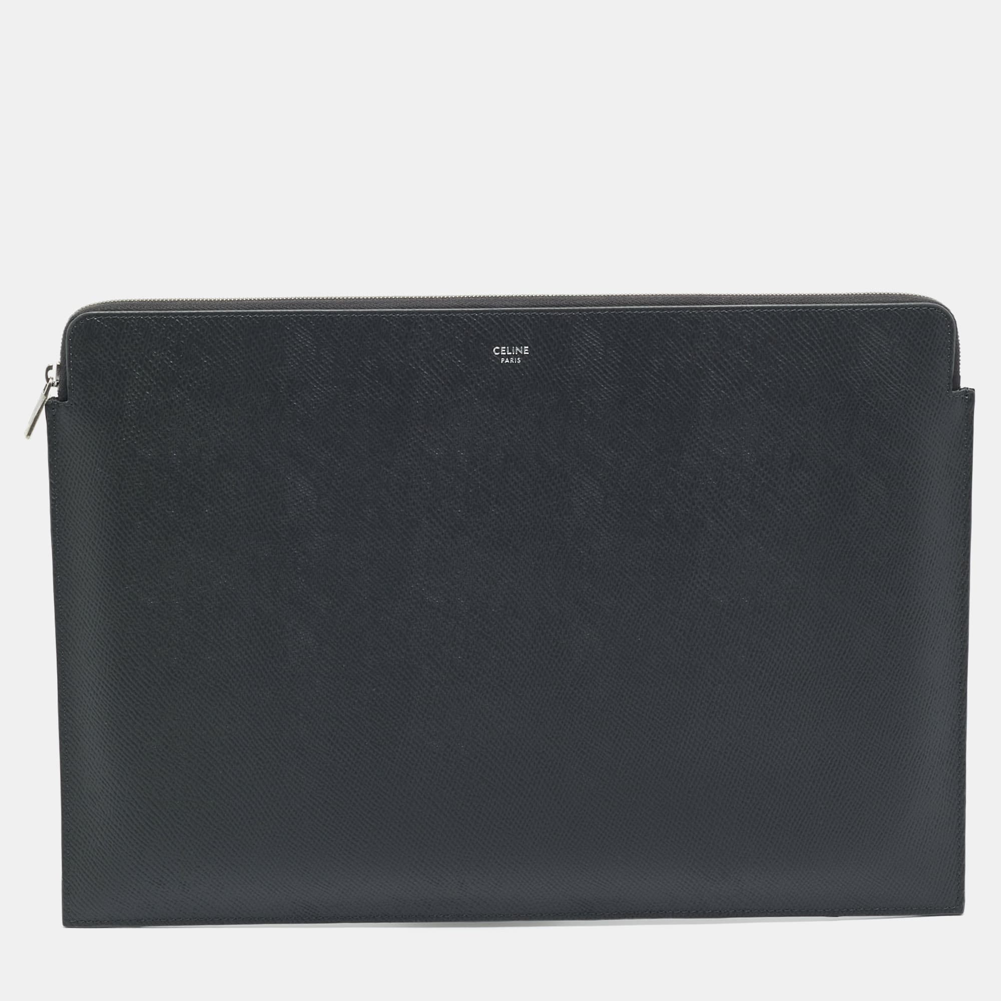 Celine Dark Grey Leather Document Holder